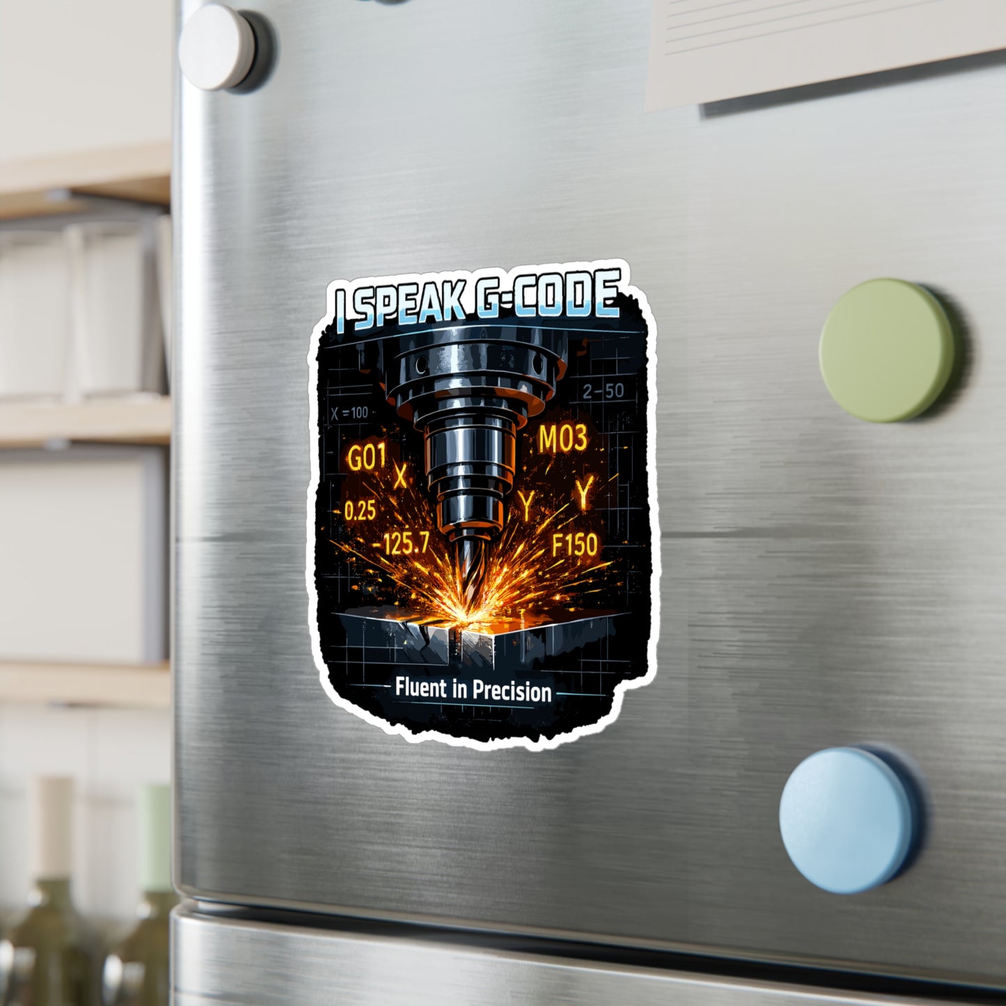 Machinist Sticker I Speak G-Code CNC Machining Decals, Waterproof Vinyl for Laptop & Water Bottle, Numerically Controlled Shop Gift