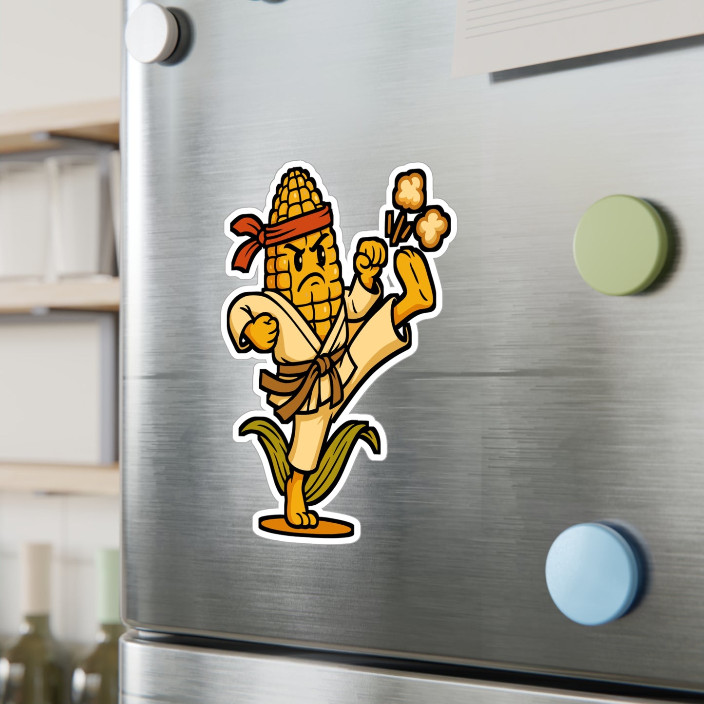 Karate Corn - Karate Sticker for Laptop, Water Bottle - Funny Gift for Martial Arts Fans, Kids, Teens, Boys, Girls