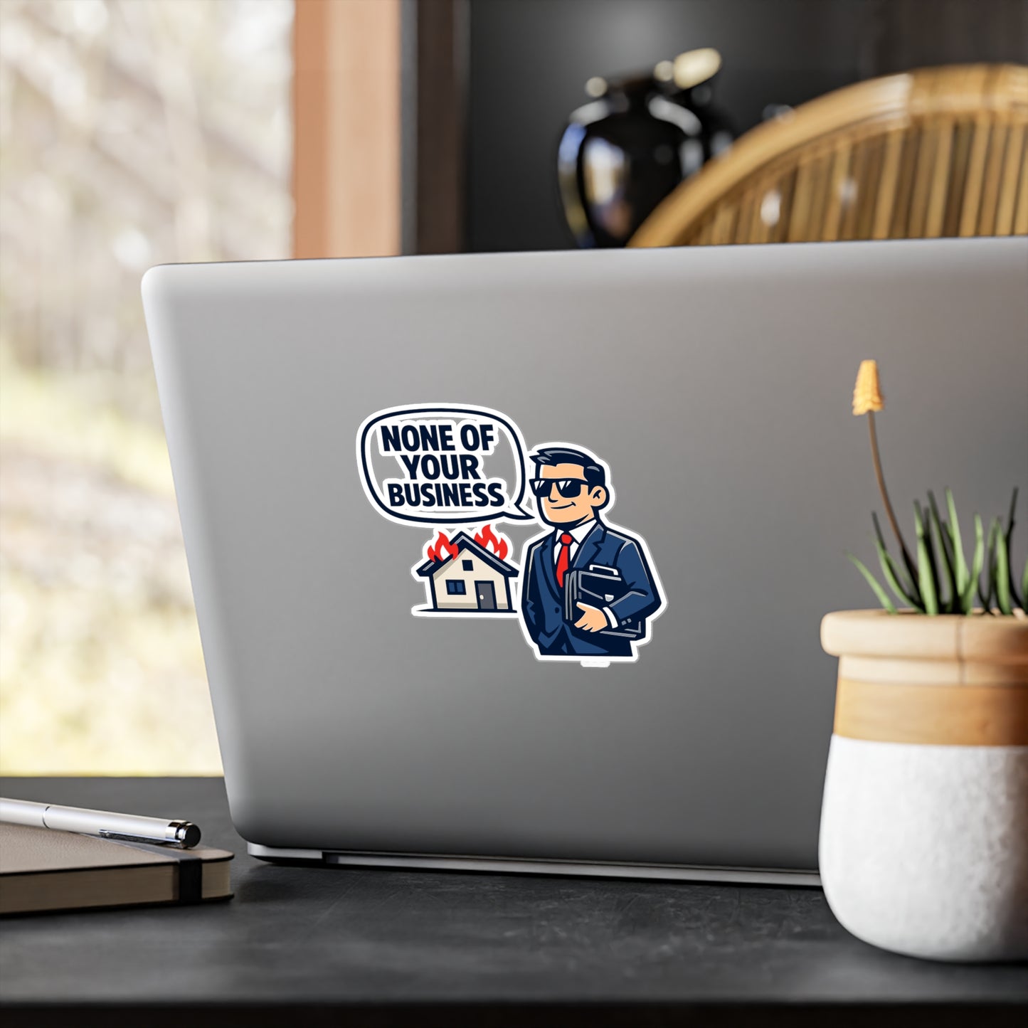 Insurance Agent Sticker "None of Your Business" Waterproof Vinyl Decals for Laptop, Water Bottle – Policy Premium Liability Humor