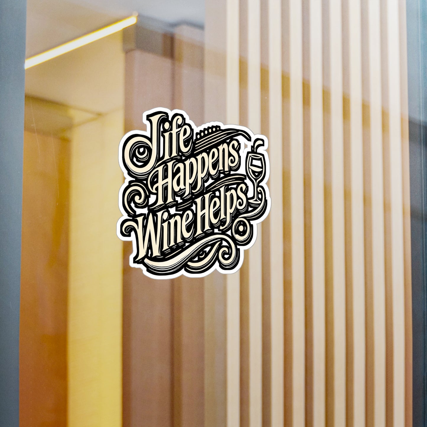 Life Happens Wine Helps – Funny Wine Sticker for Laptop, Water Bottle, or Tumbler | Vinyl Decal Gift for Wine Lovers, Women & Wine Night Fans