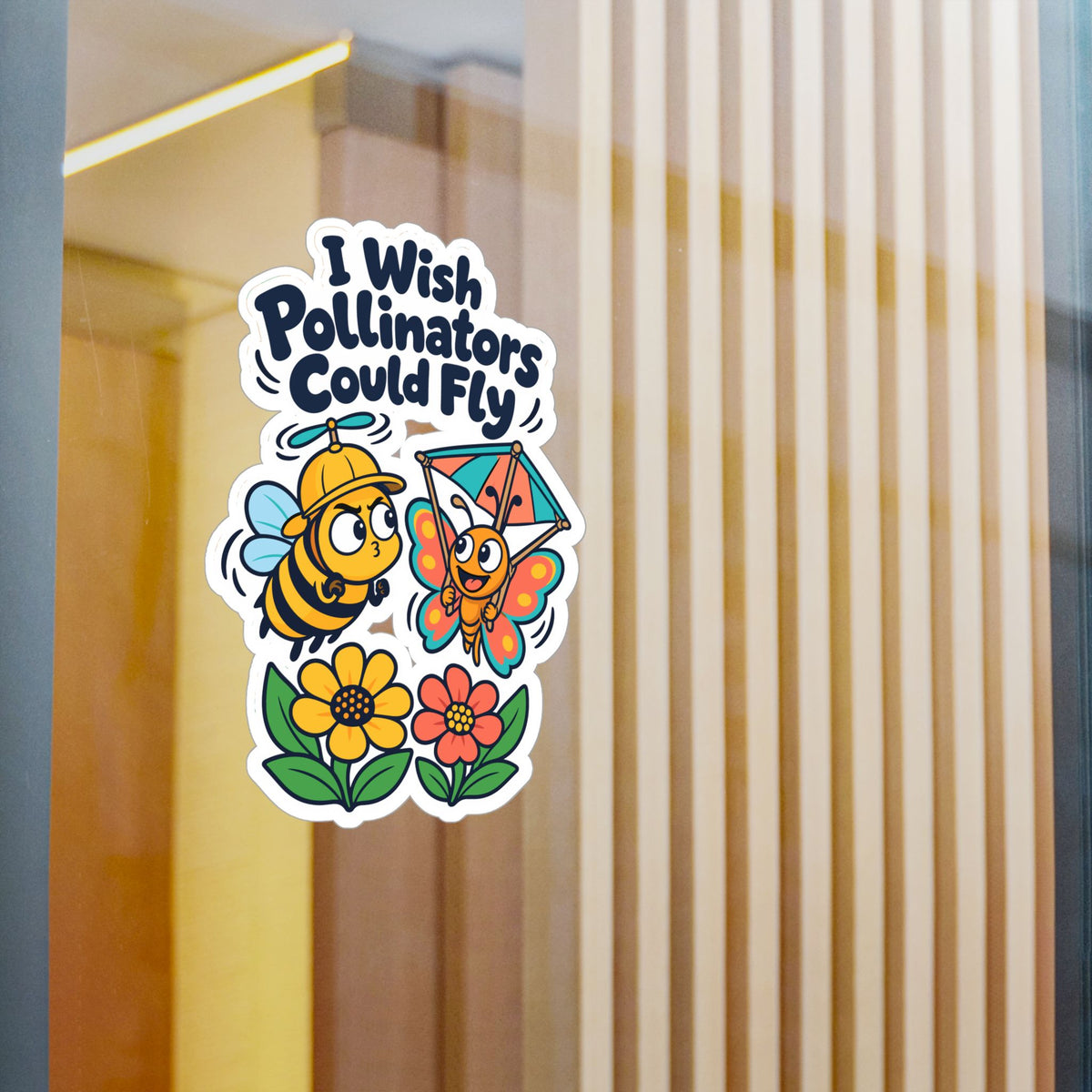 Plants Sticker - I Wish Pollinators Could Fly, Dandelion Decals for Laptop or Water Bottle, Friendship Gift for Nature Lovers