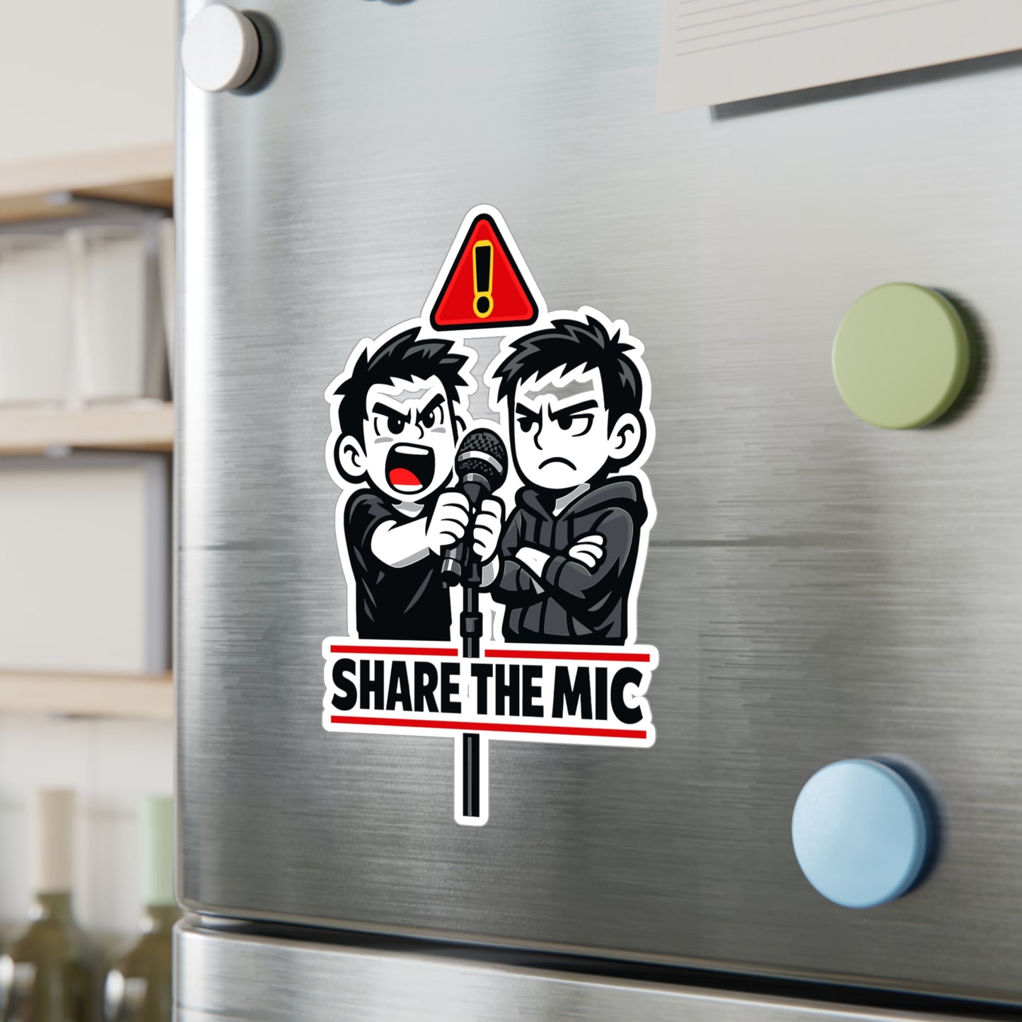 Karaoke Sticker "Share the Mic" Vinyl Decals for Laptop or Water Bottle, Waterproof Music Party Beer Booze Design
