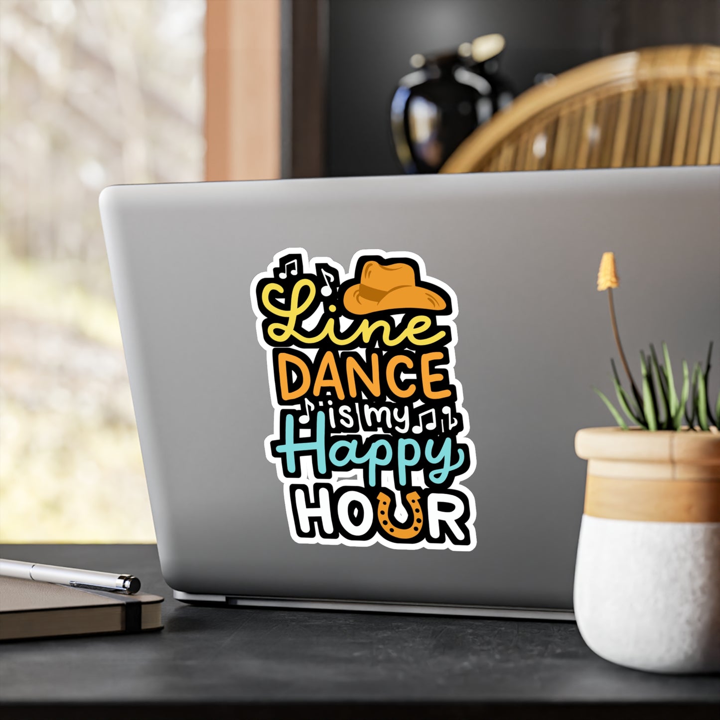 Line Dance Is My Happy Hour - Line dance Sticker for Laptop Sticker. Water Bottle Sticker, Vinyl Dancer Decal - Line dance Gift