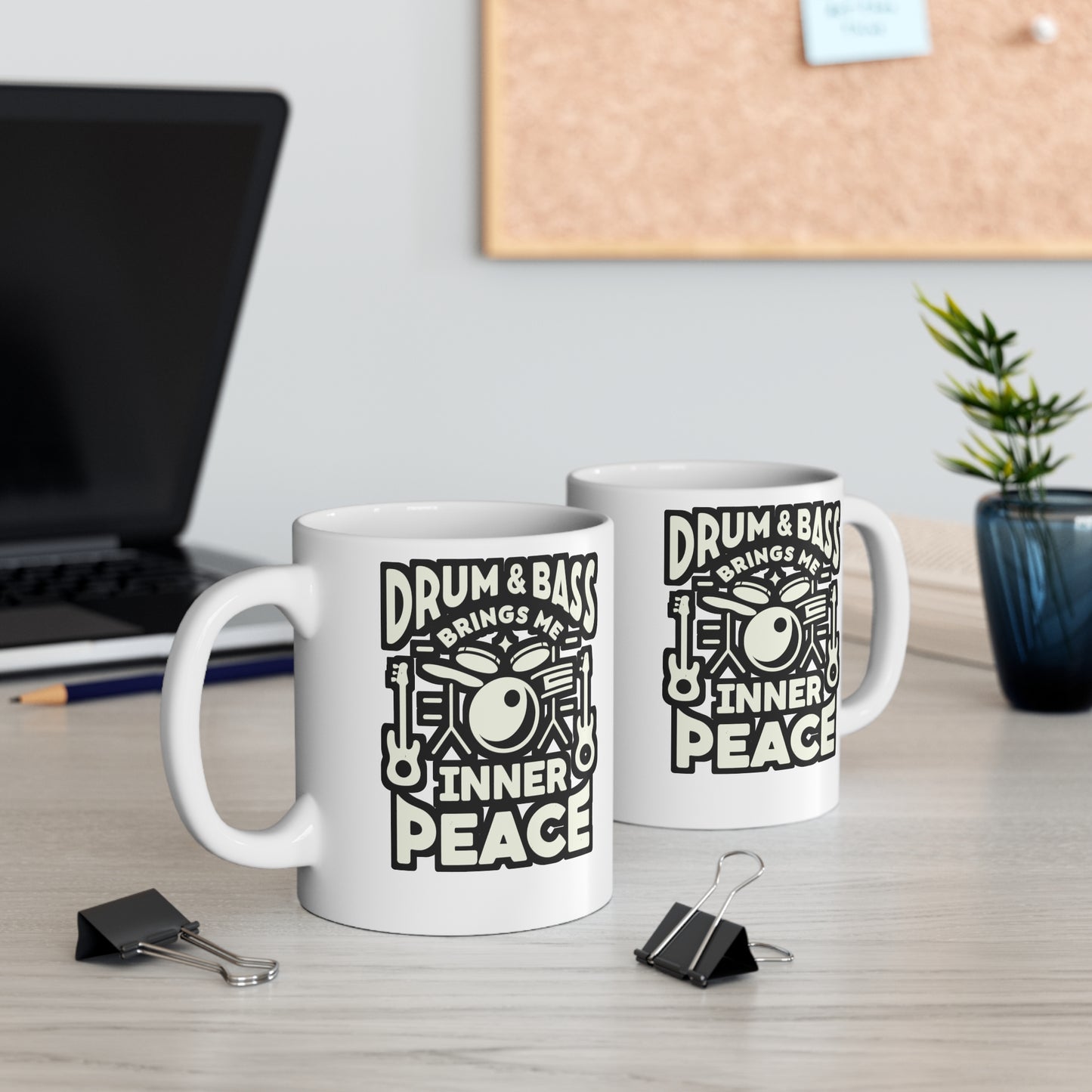 Drum and Bass Brings Me Inner Peace - Audio-engineer Mug for Coffee 11oz. Audio-engineer Cup, White ceramic, Monitor Mug - Audio-engineer Gift