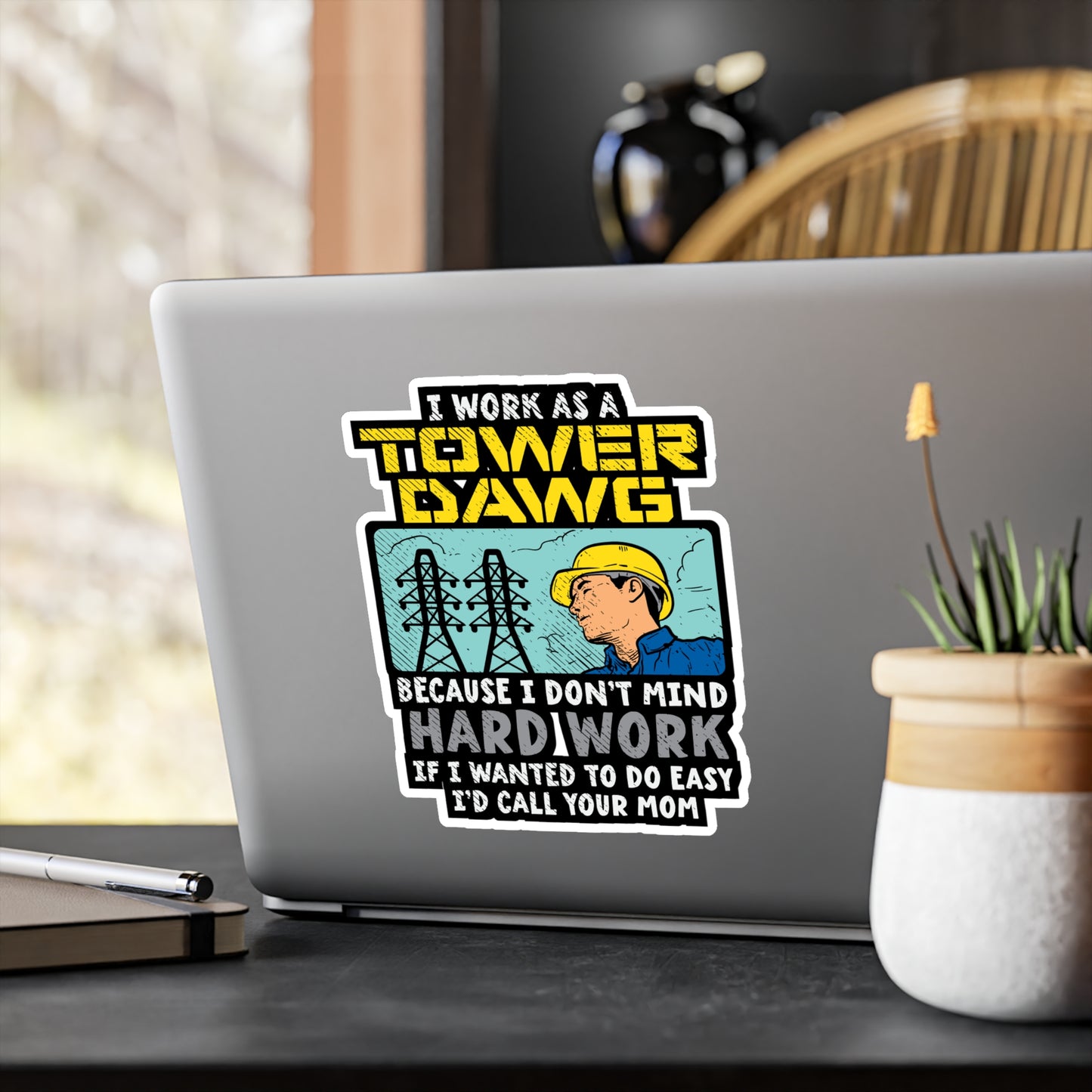I Work As A Tower Dawg - Tower-climber Sticker for Laptop Sticker. Water Bottle Sticker, Vinyl Climbing Decal - Tower-climber Gift