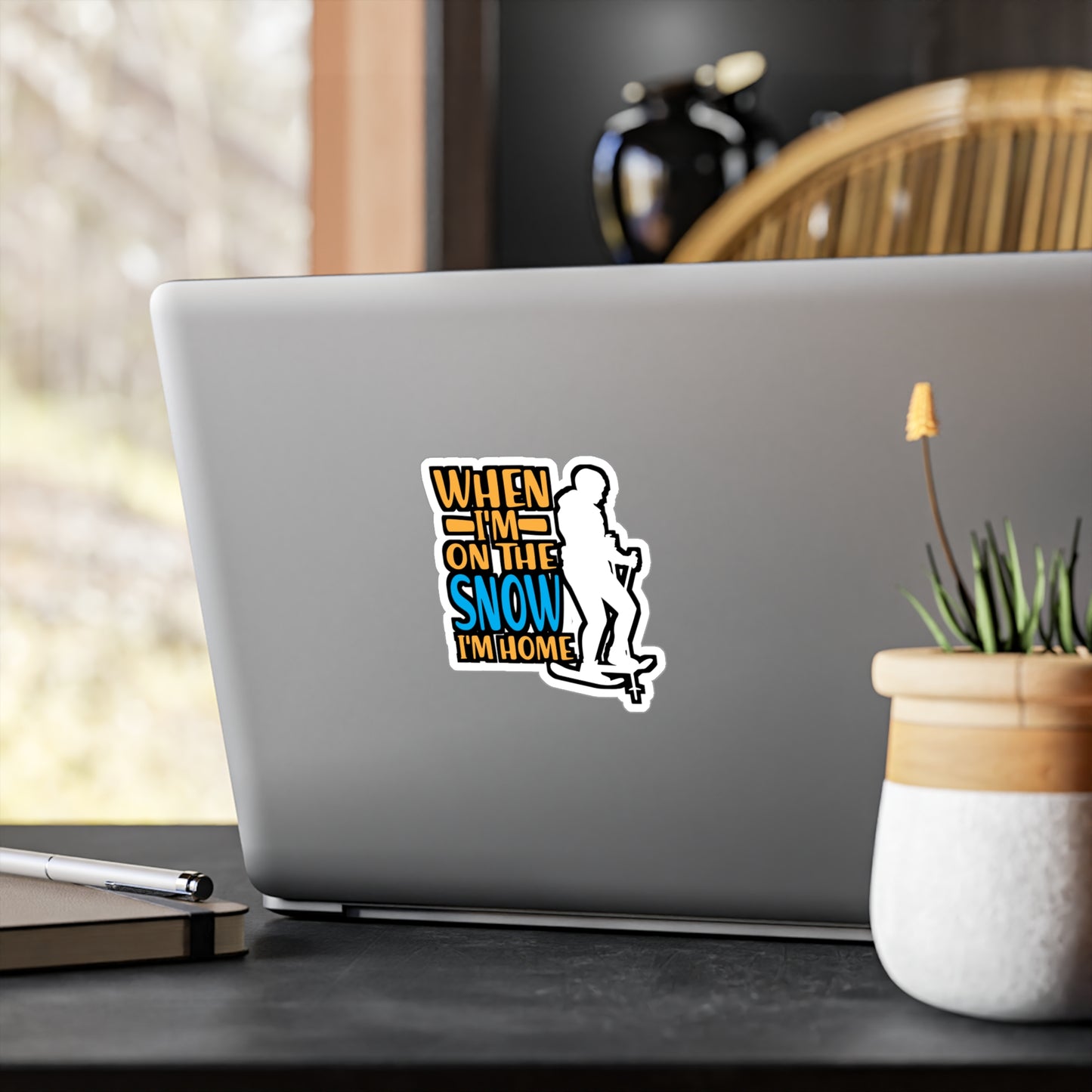 When I'm one the Snow I'm Home - Snowshoe trekking Sticker for Laptop Sticker. Water Bottle Sticker, Vinyl Snowshoe hiker Decal - Snowshoe trekking Gift