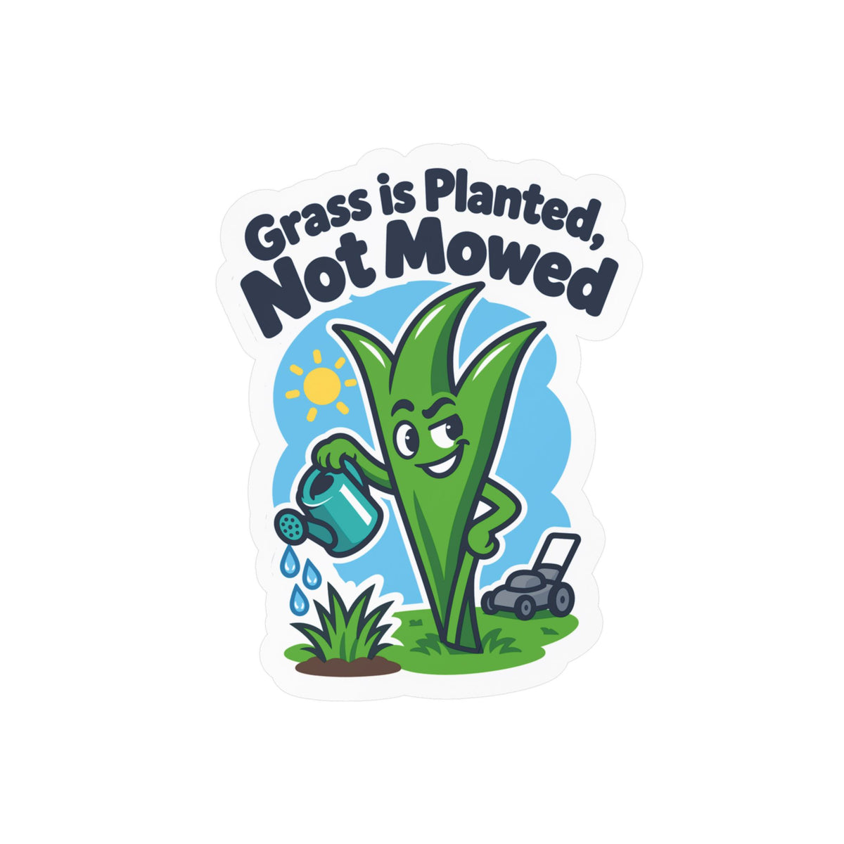 Plants Sticker - Grass is Planted, Not Mowed - Nature-Inspired Dandelion decals for Laptop or Water Bottle, Friendship Gift