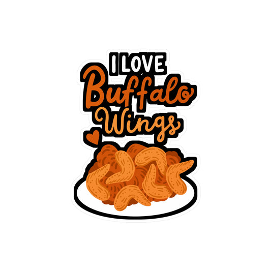 I Love Buffalo Wings - Chicken-wings Sticker for Laptop Sticker. Water Bottle Sticker, Vinyl Buffalo Decal - Chicken-wings Gift