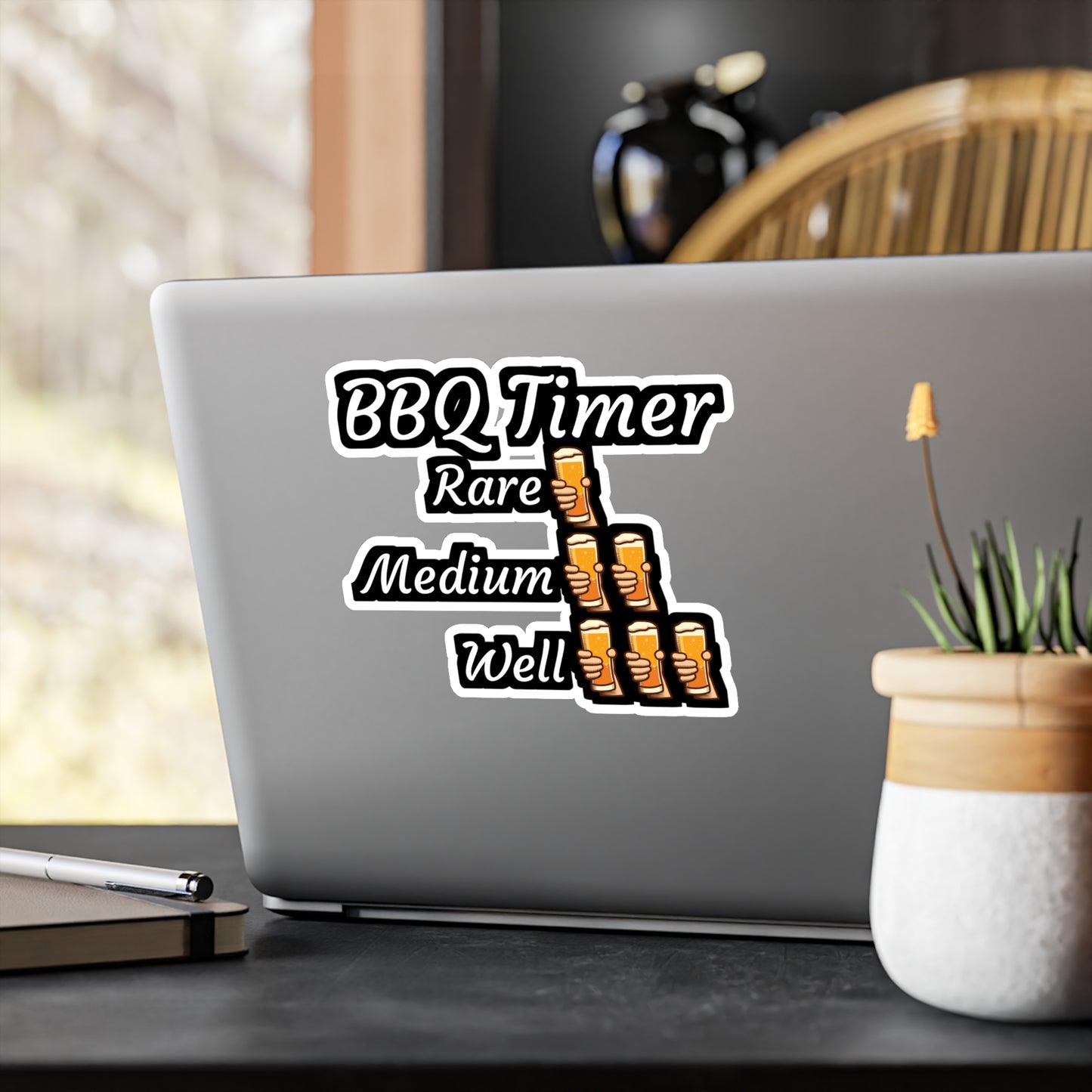 BBQ Timer - Meat Sticker for Wall, Laptop, Window, Truck, Car Meat Gift Vinyl Steak Decal Sticker