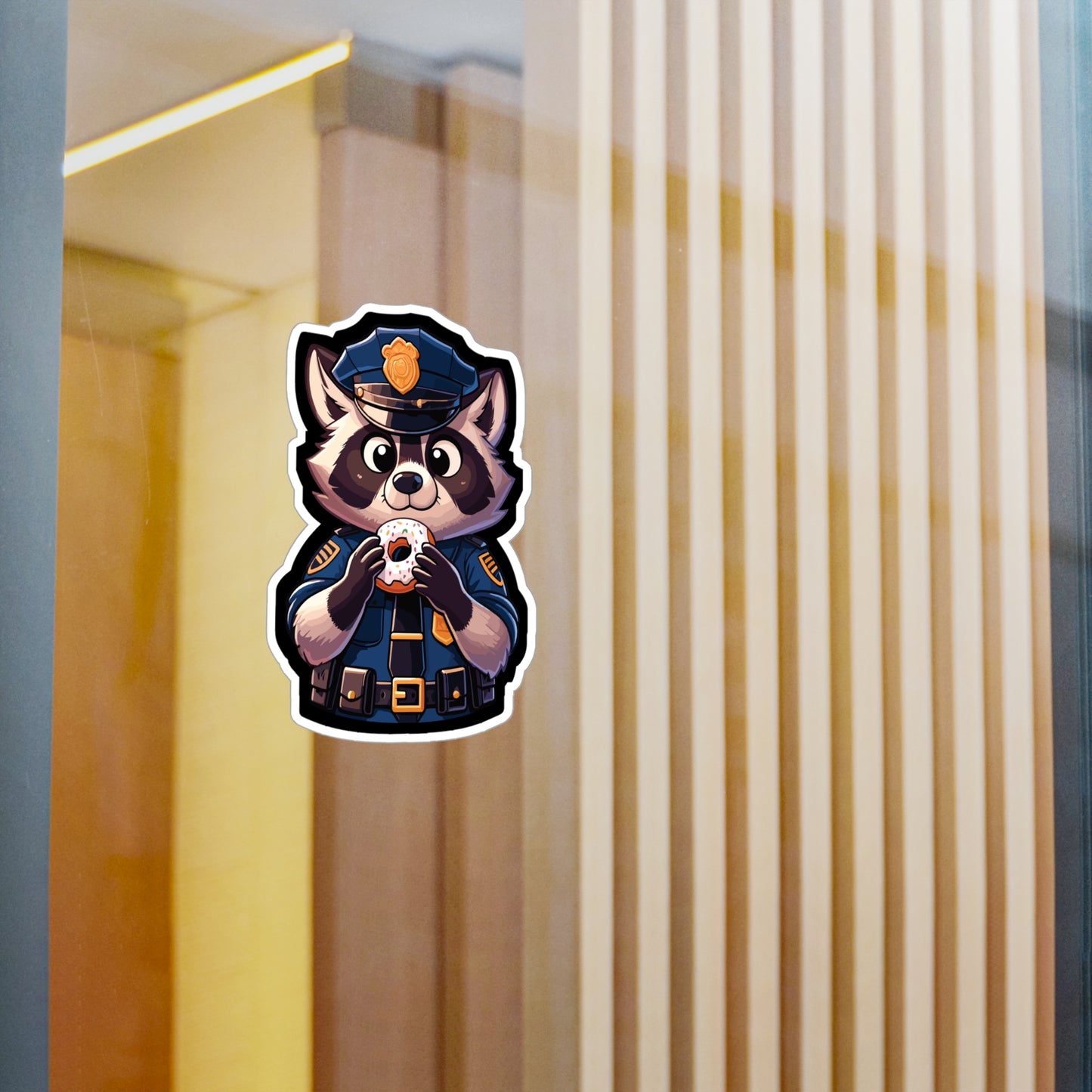 Police Raccoon - Police Sticker for Car Window Wall Laptop Sticker. Water Bottle Sticker, Vinyl Donut Decal, Resist Sticker - Police Gift