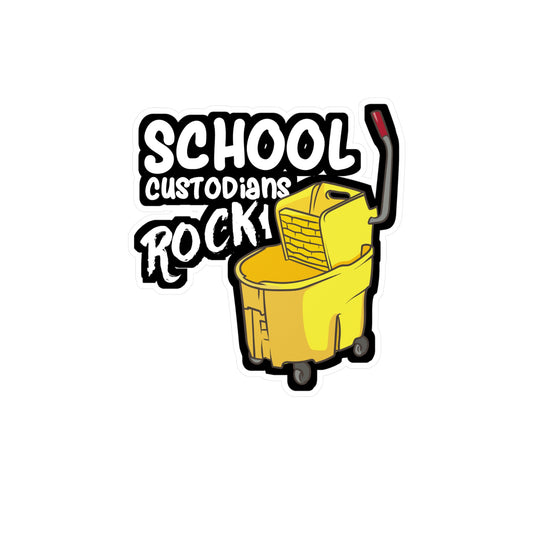School Custodians Rock Janitor | Custodian Sticker | Housekeeping Decals | Housekeeper Laptop Sticker | Custodian Gift | Housekeeping Gift