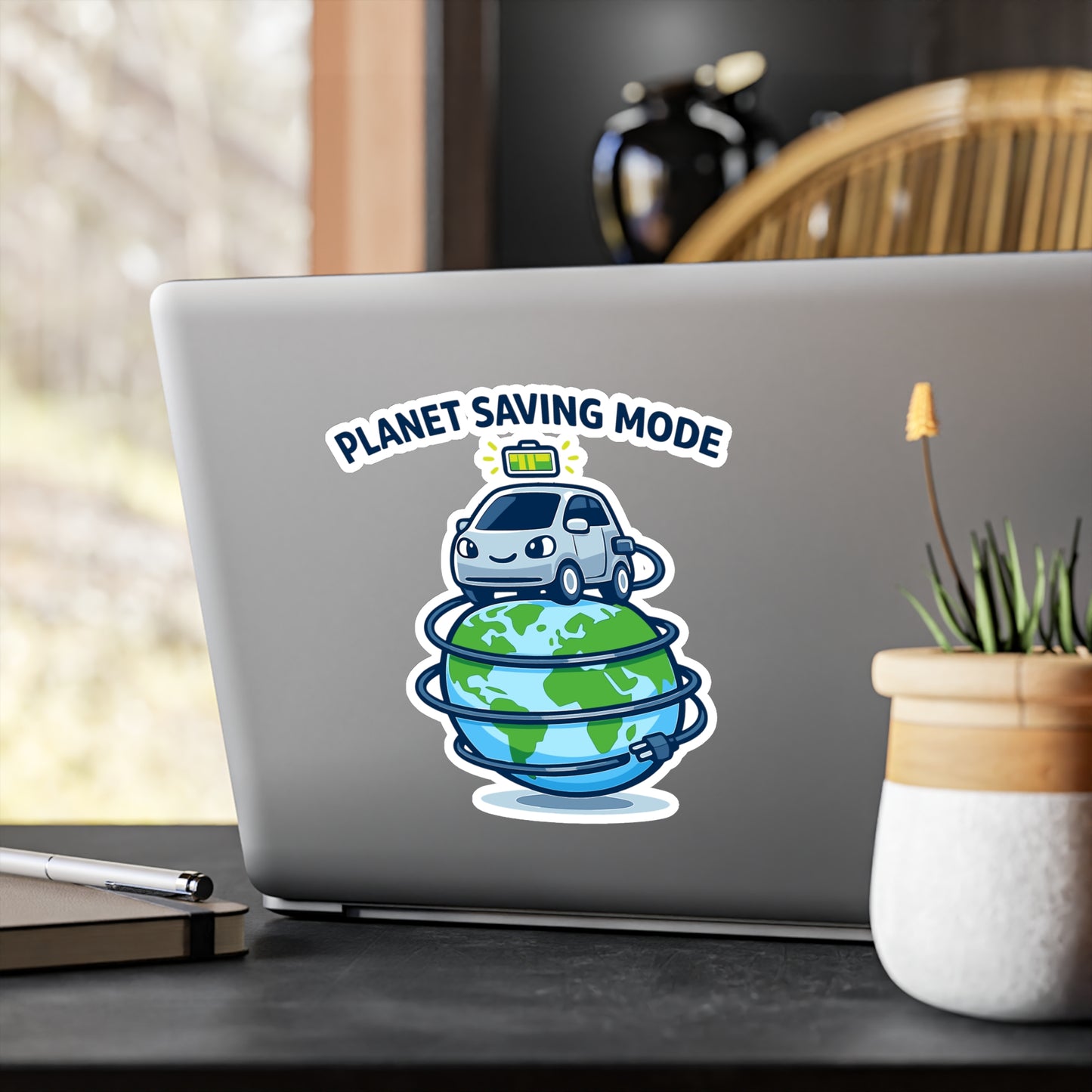 Electric Car Sticker Planet Saving Mode | Eco electric vehicle decal, Waterproof Vinyl decals for Laptop, Water Bottle, rechargeable battery theme
