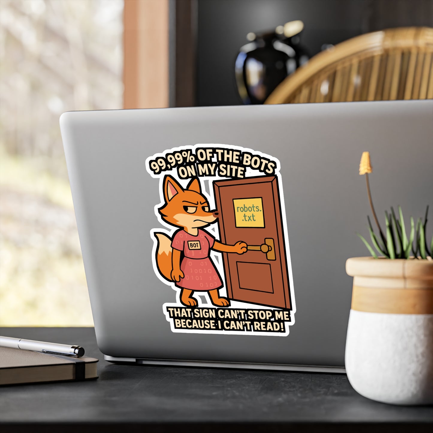 Coding Sticker – "Robots.Txt 99.99 Of The Bots On My Site That Sign Cant Stop Me" Decals for Developer, Webscraping & Automation, Waterproof Vinyl for Laptop or Water Bottle