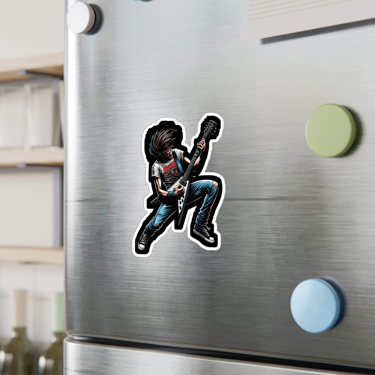 Guitar Headbang - Guitar Sticker for Car Window Laptop Sticker. Water Bottle Sticker, Vinyl Bass-player Decal, Treble Sticker - Guitar Gift