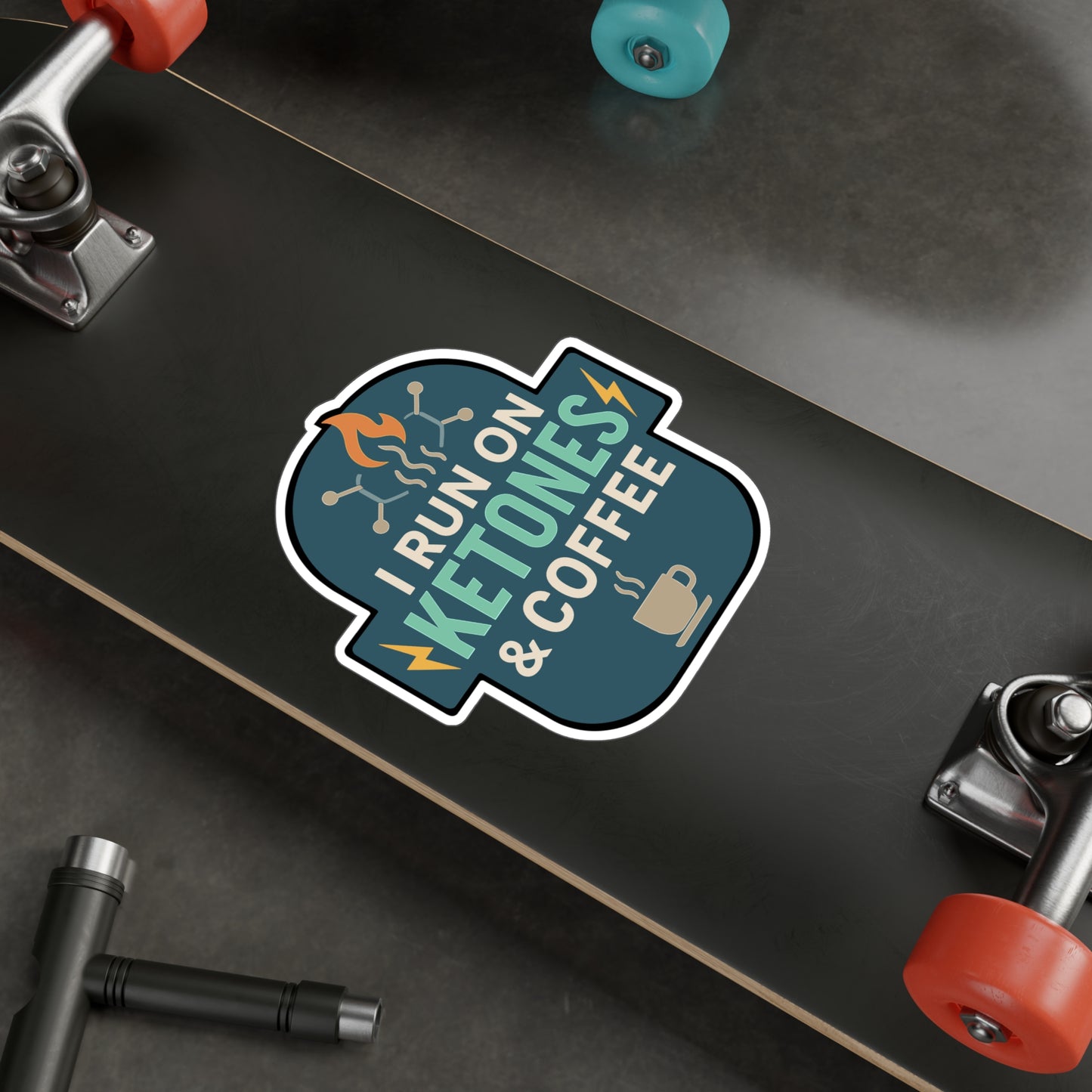 Ketones Sticker – I Run On Ketones And Coffee Decals for Laptops, Water Bottles, Waterproof Keto Ketosis Coffee Vinyl Decor