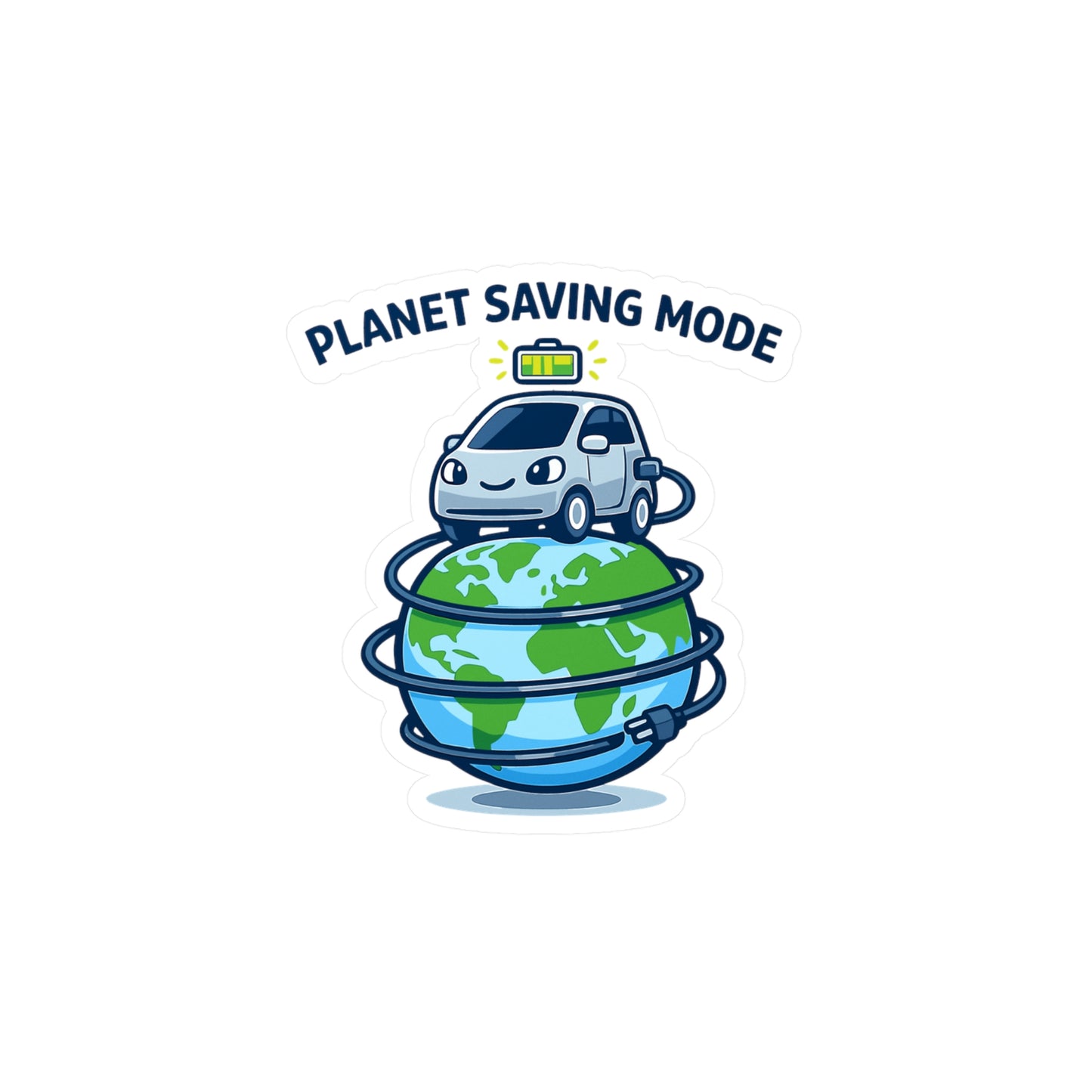 Electric Car Sticker Planet Saving Mode | Eco electric vehicle decal, Waterproof Vinyl decals for Laptop, Water Bottle, rechargeable battery theme