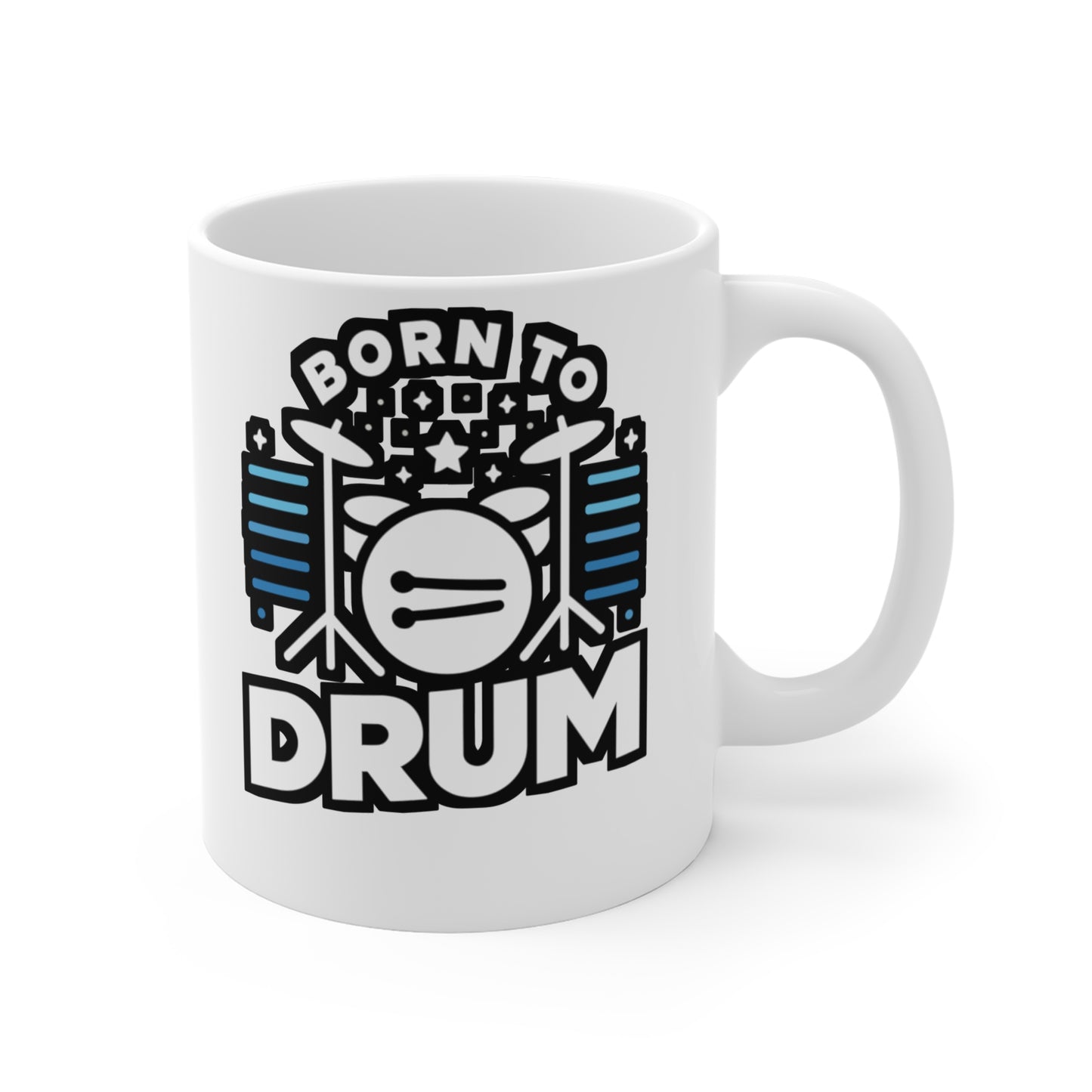 Born to drum  - Audio-engineer Mug for Coffee 11oz. Audio-engineer Cup, White ceramic, Monitor Mug - Audio-engineer Gift