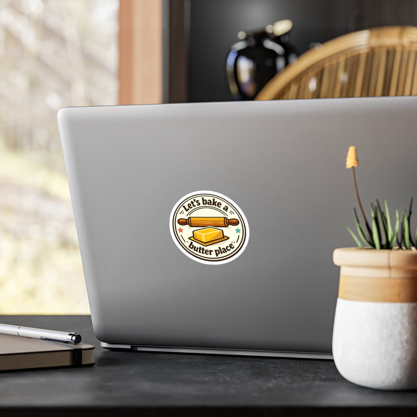 Baking Sticker Let’s bake a butter place Funny Sourdough Baker Design Waterproof Vinyl sticker decals for Laptop Water Bottle