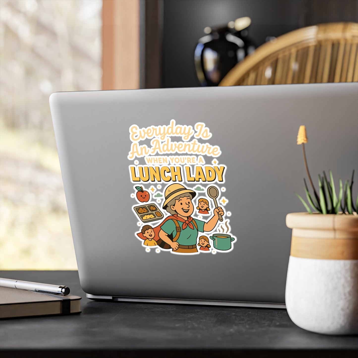 Everyday Is An Adventure When You're A Lunch Lady - Lunch Lady Sticker for Laptop or Water Bottle - Funny Gift for Cafeteria Workers