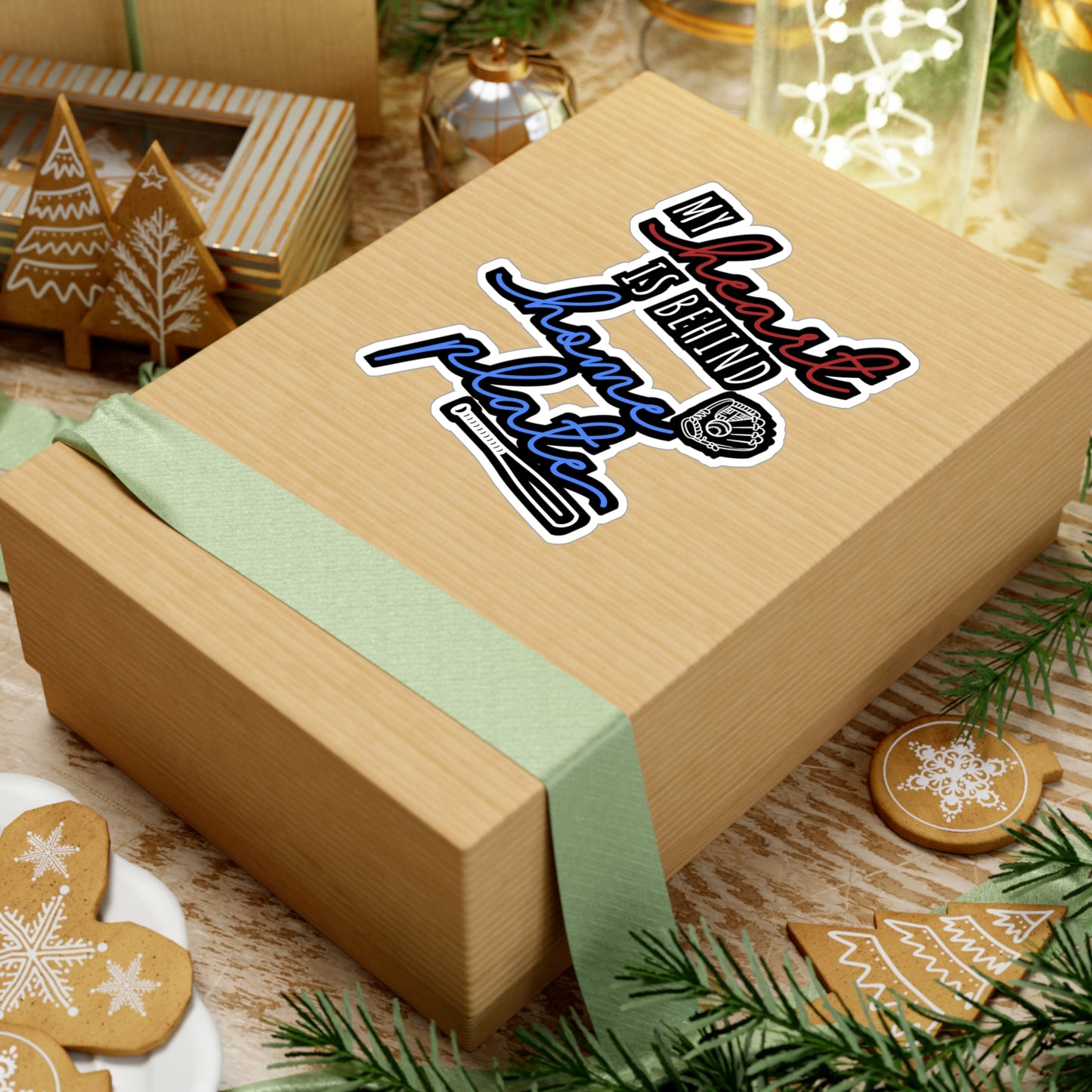 My Heart Is Behind Home Plate - Baseball Sticker for Laptop Sticker. Water Bottle Sticker, Vinyl Softball Decal - Baseball Gift