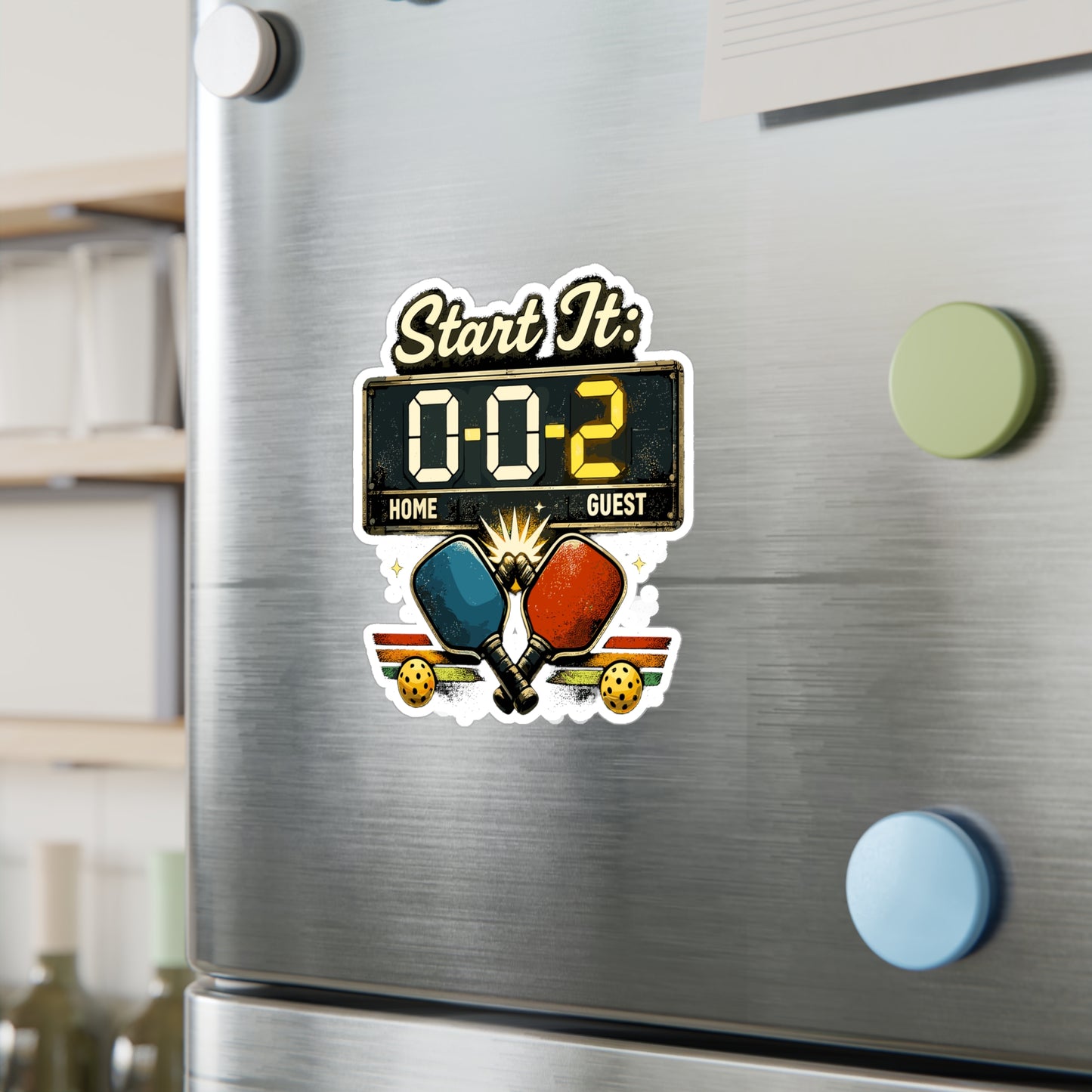 Pickleball Sticker Start It: 0-0-2 Design Waterproof Vinyl Decals for Laptop or Water Bottle Competitive Athlete Pickle Fans