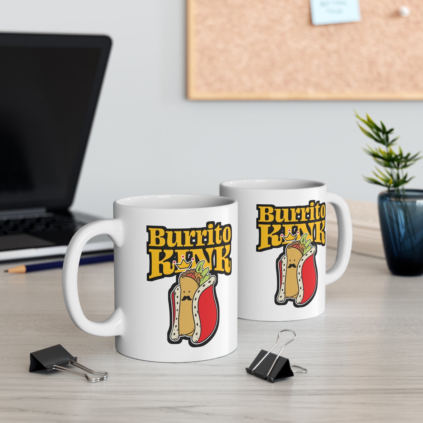 Burrito King - Burritos Mug for Coffee 11oz. Burritos Cup, White ceramic, Mexican Mug, Food Tea Cup - Burritos Gift