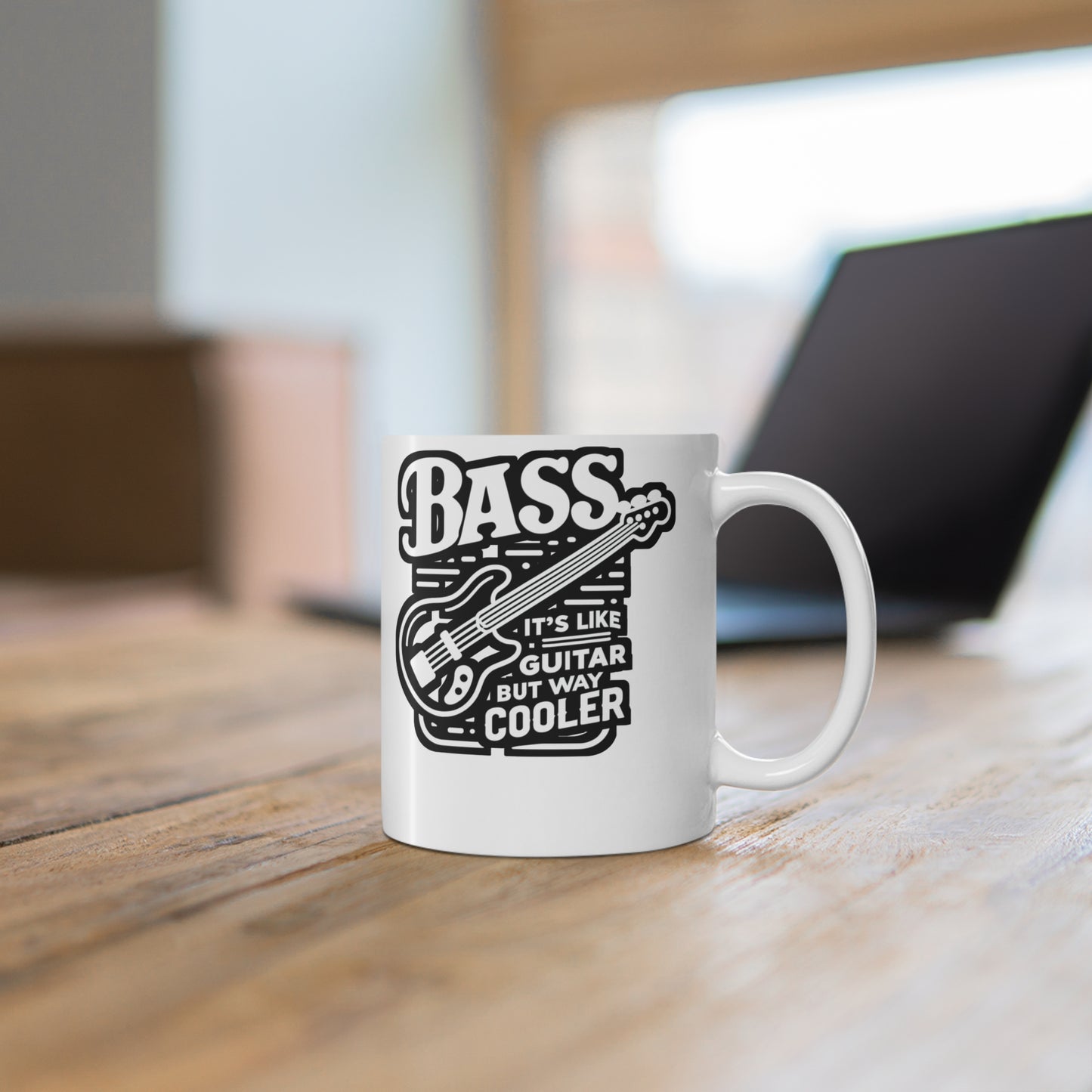 Bass It's Like A Guitar But Way Cooler - Relax Mug for Coffee 11oz. Relax Cup, White ceramic, Bass player Mug, Guitar Tea Cup - Relax Gift