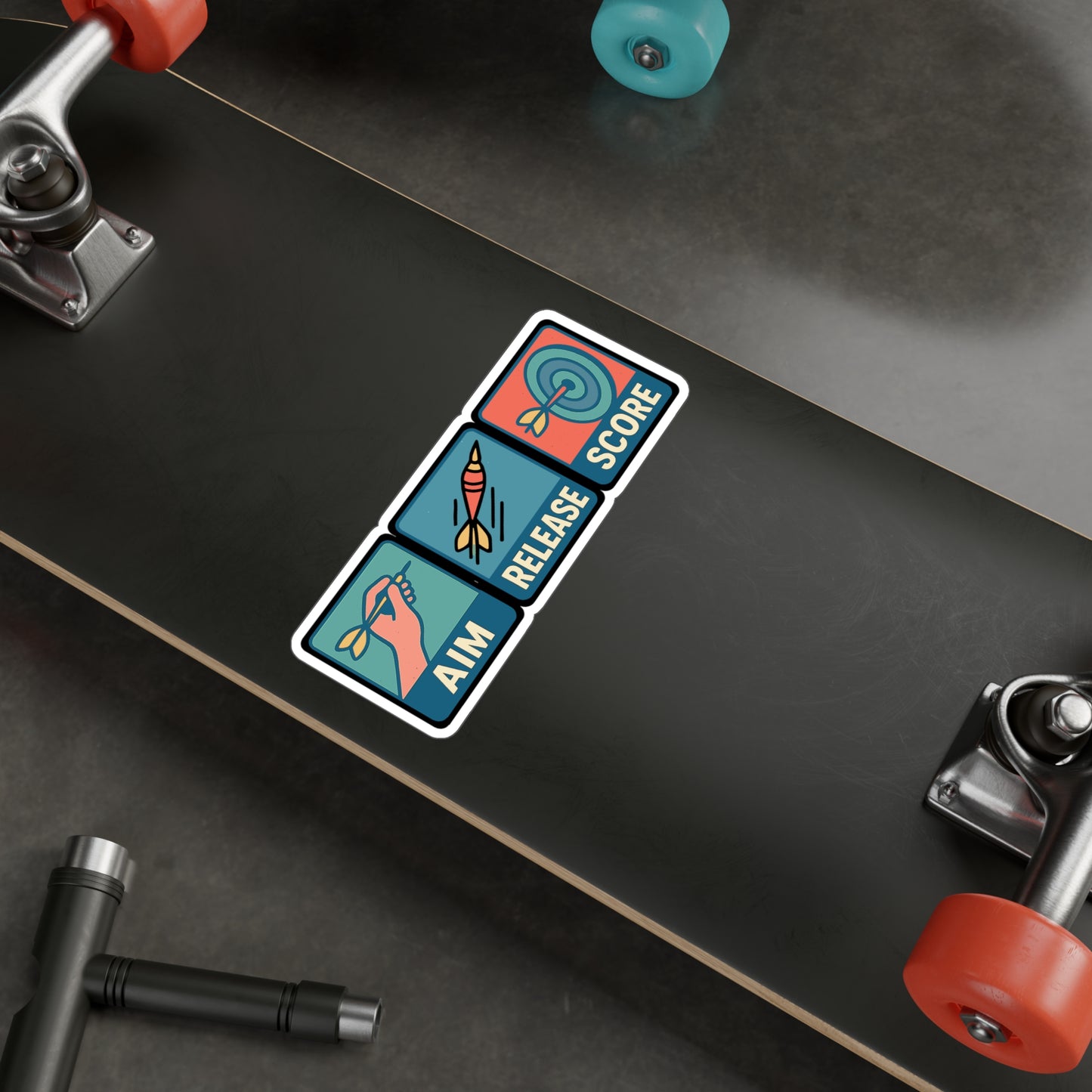 Dart Sticker – Aim Release Score Precision Decals for Laptop or Water Bottle, Bullseye Competition Vinyl, Waterproof