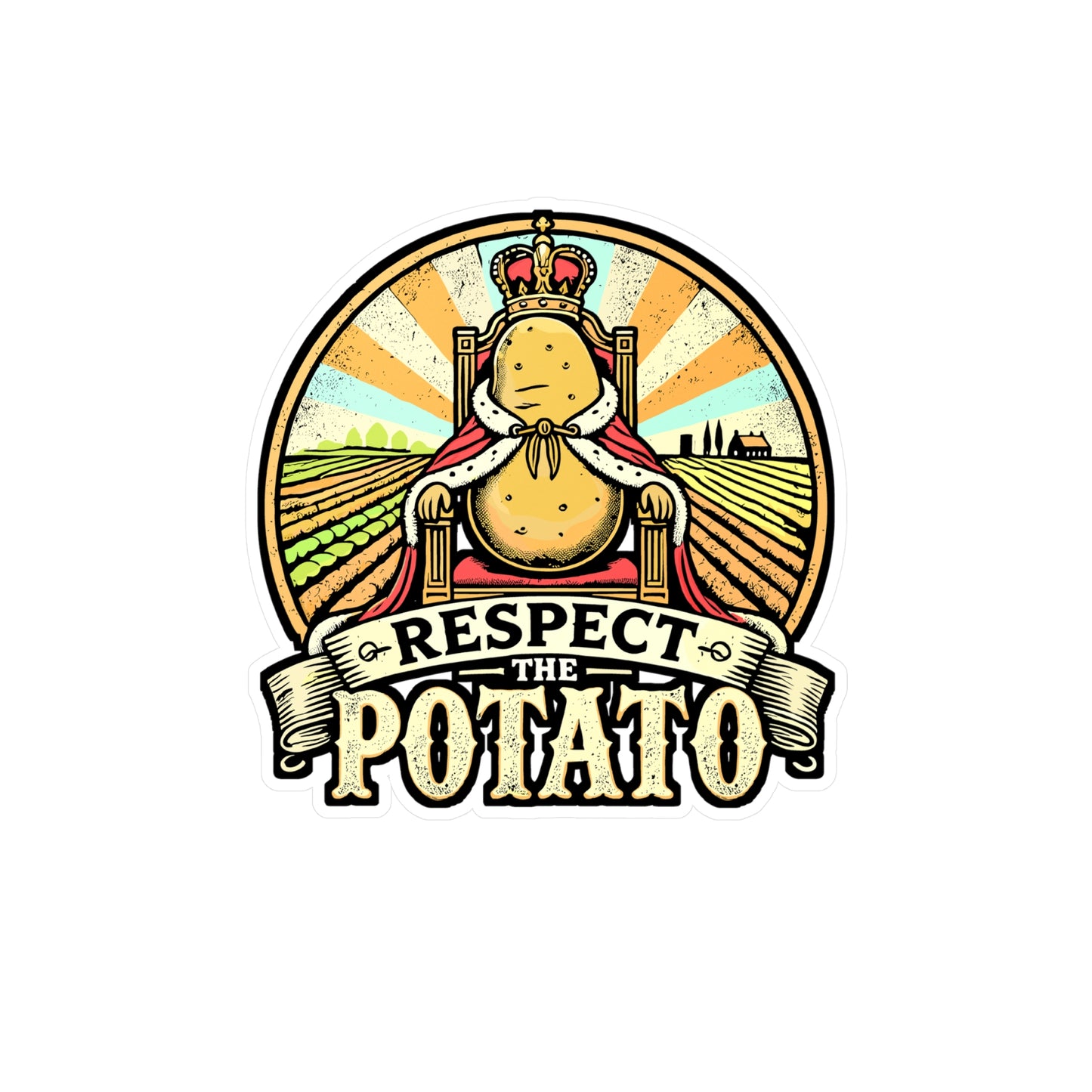 Respect The Potato – Vinyl Potato Sticker for Car, Laptop & Water Bottle | Vegan Gift, Funny Potato Decal