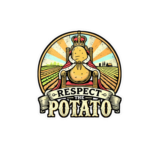 Respect The Potato – Vinyl Potato Sticker for Car, Laptop & Water Bottle | Vegan Gift, Funny Potato Decal