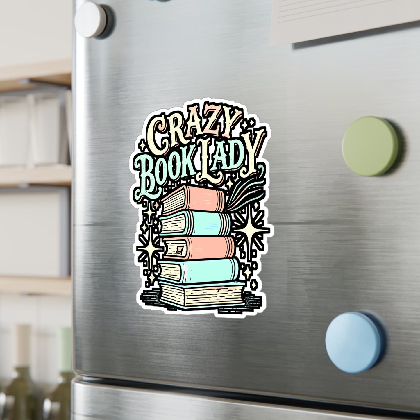 Crazy Book Lady – Vinyl Book Sticker for Car Window, Laptop, or Water Bottle | Reading Decal, Funny Librarian Gift