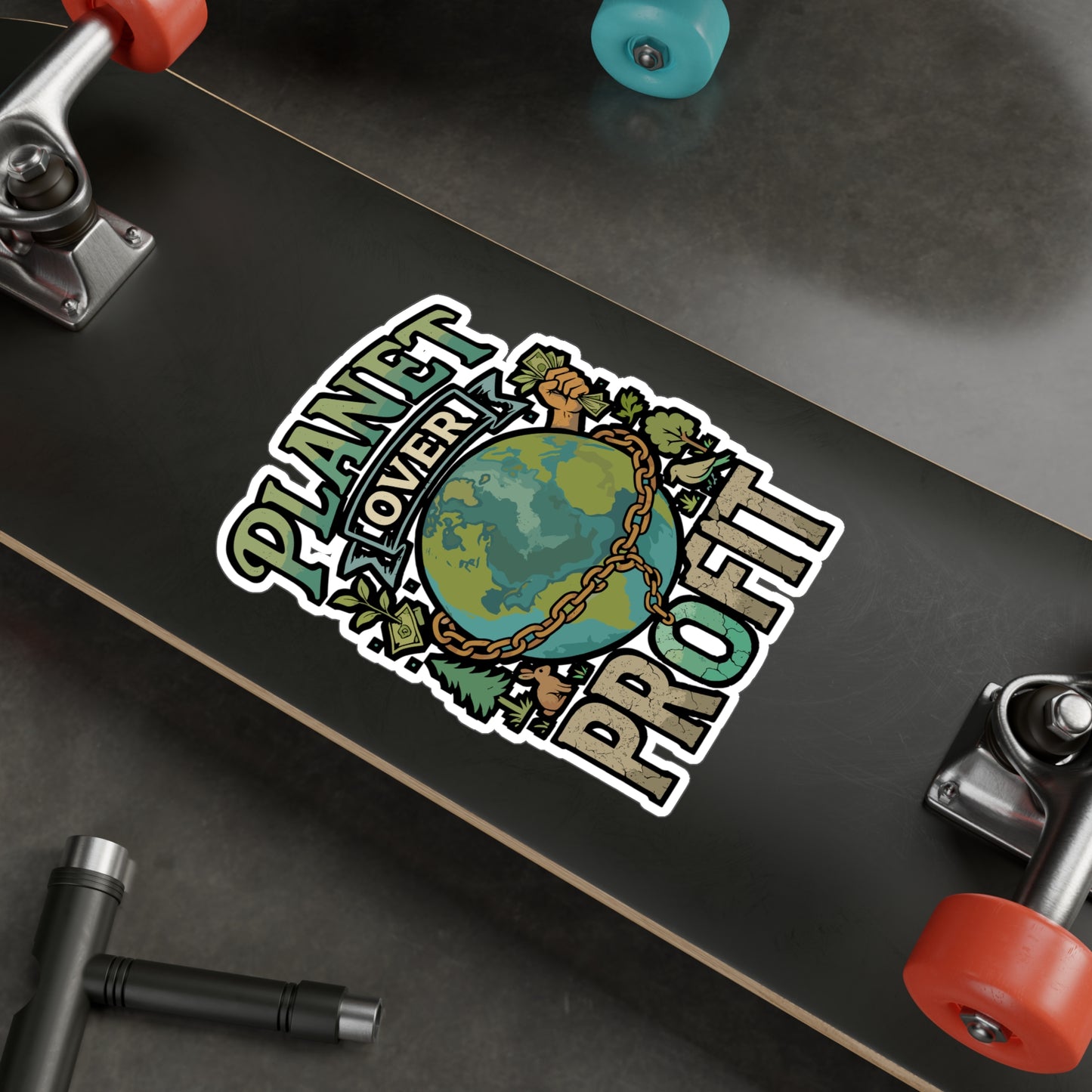 Planet Over Profit – Environmental Vinyl Sticker for Laptop or Water Bottle | Earth Day, Eco Activist Gift