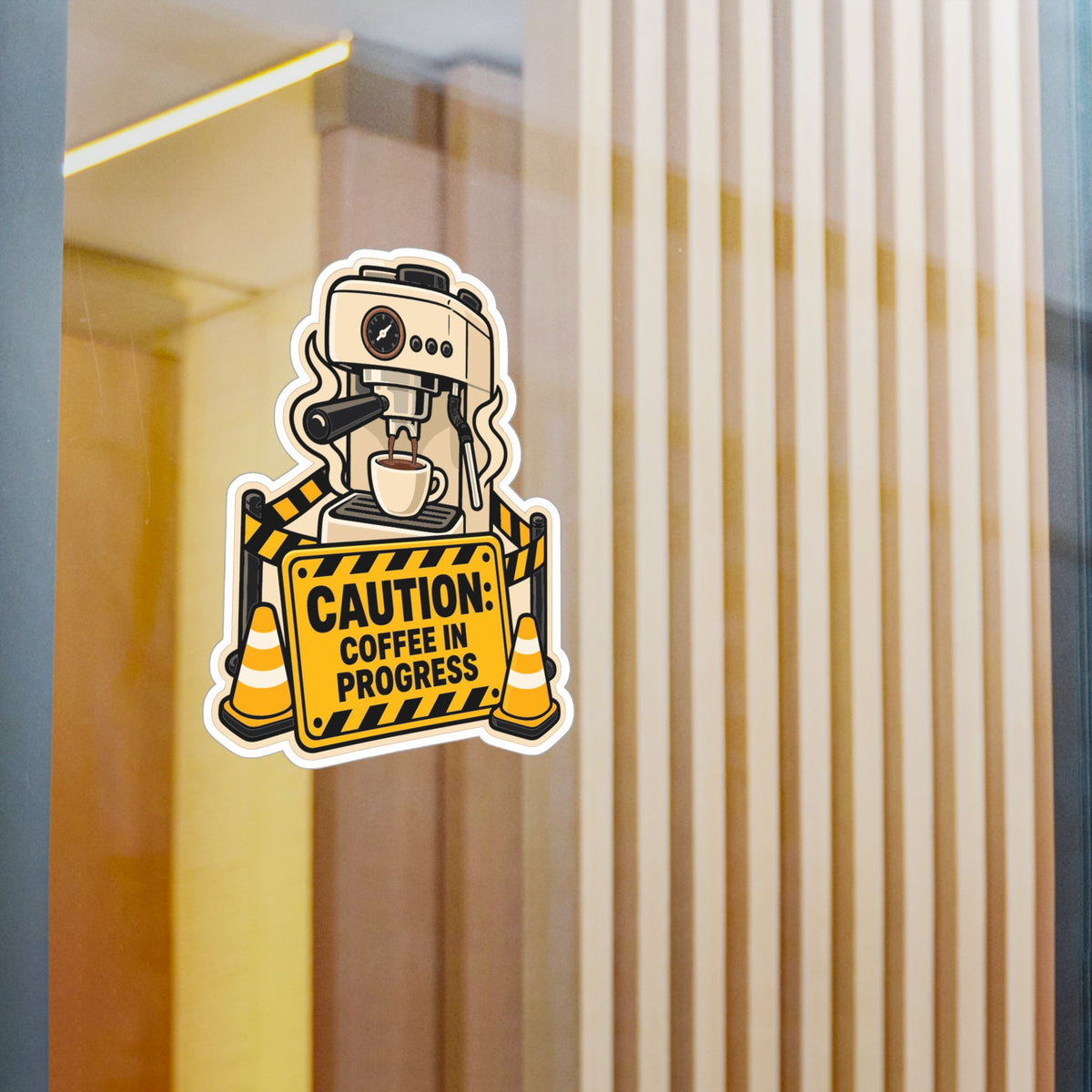 Espresso Sticker - Caution: Coffee in Progress - Fun Decals for Your Grinder or Digital Scale