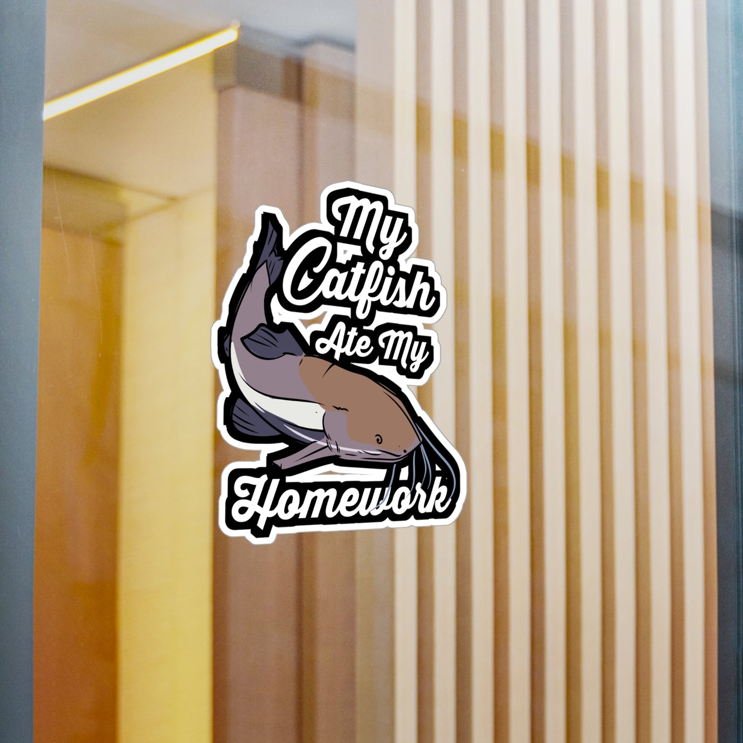 My Catfish Ate My Homework - Catfish Sticker for Laptop Sticker. Water Bottle Sticker, Vinyl Goonch Decal - Catfish Gift