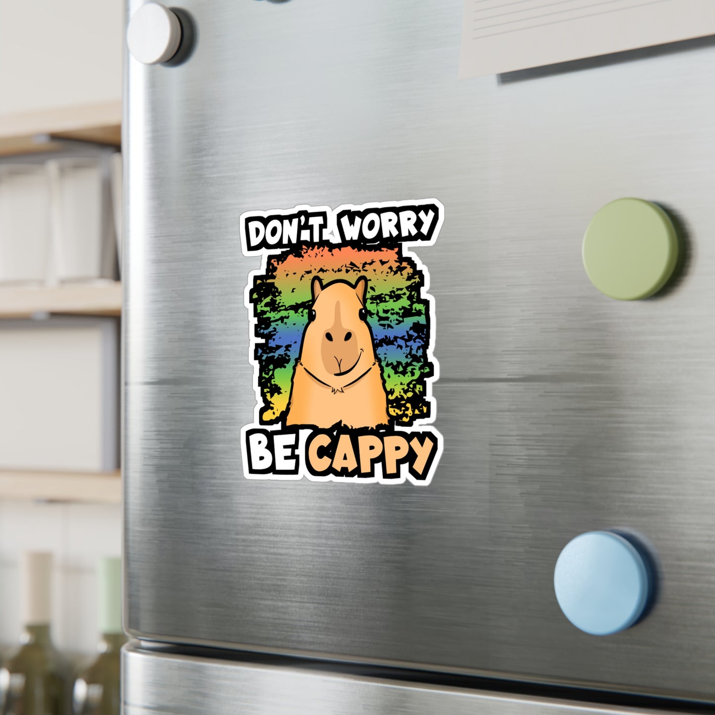 Don't Worry Be Cappy | Capybara Sticker | Capy Decals | Rodent Laptop Sticker | Capybara Gift | Capy Gift