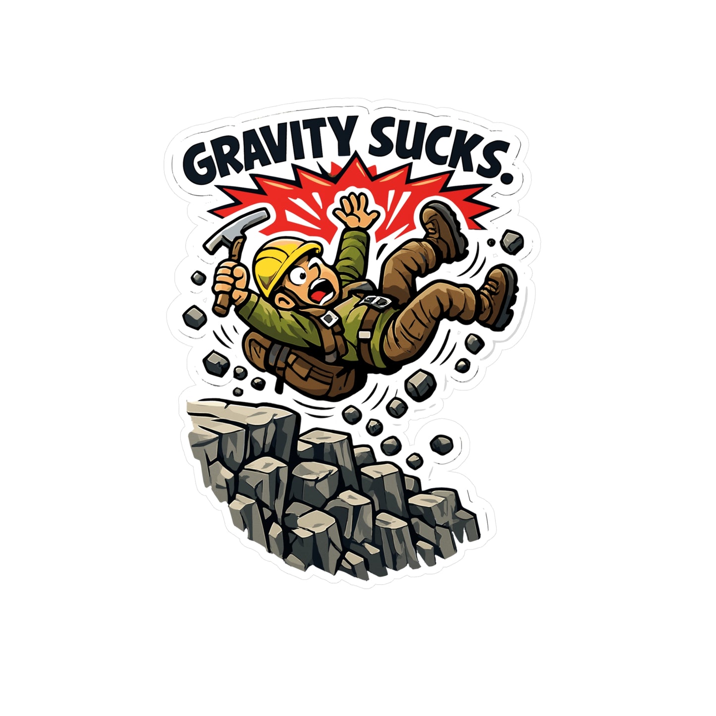 Geologie Sticker “Gravity sucks.” Funny geology decals for laptop, water bottle, waterproof vinyl with rocks, minerals, tectonics theme