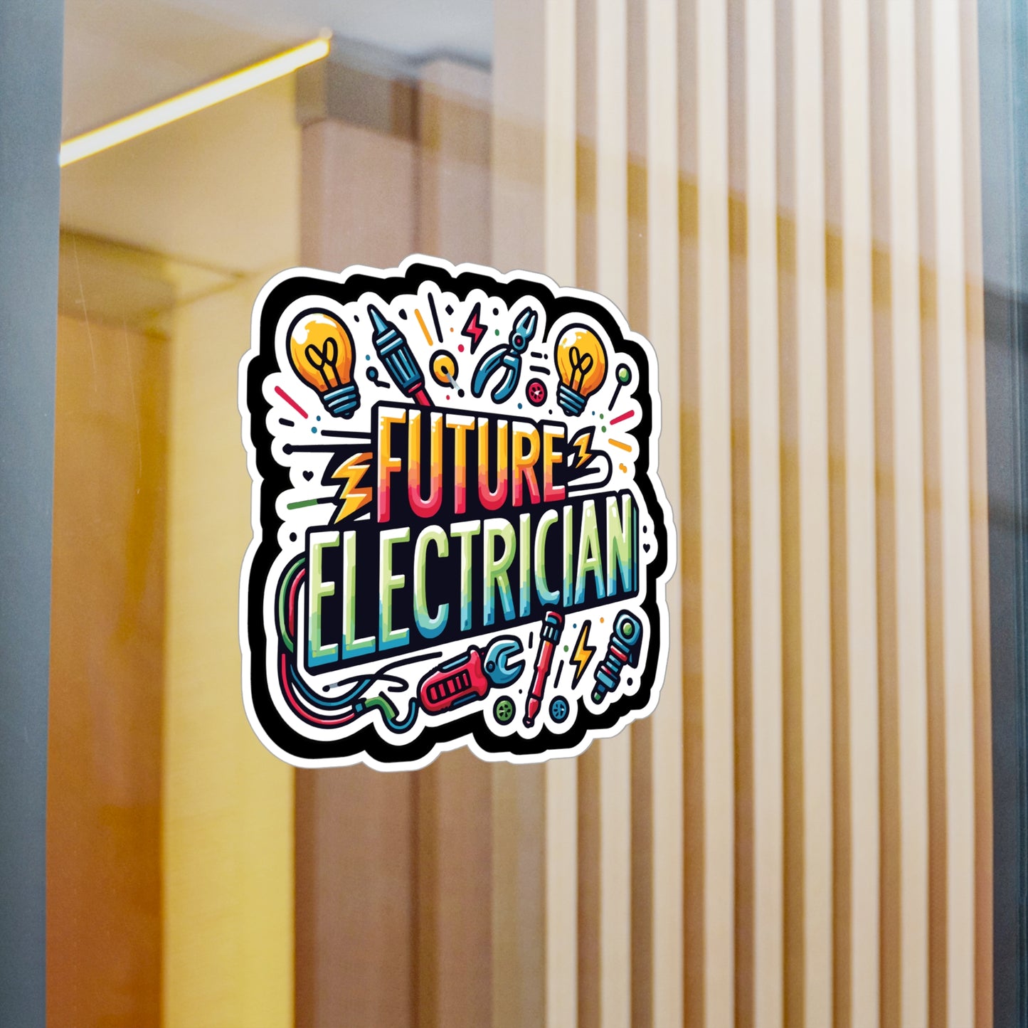 Future Electrician - Electrician Sticker for Laptop Sticker. Water Bottle Sticker, Vinyl Stripper Decal - Electrician Gift