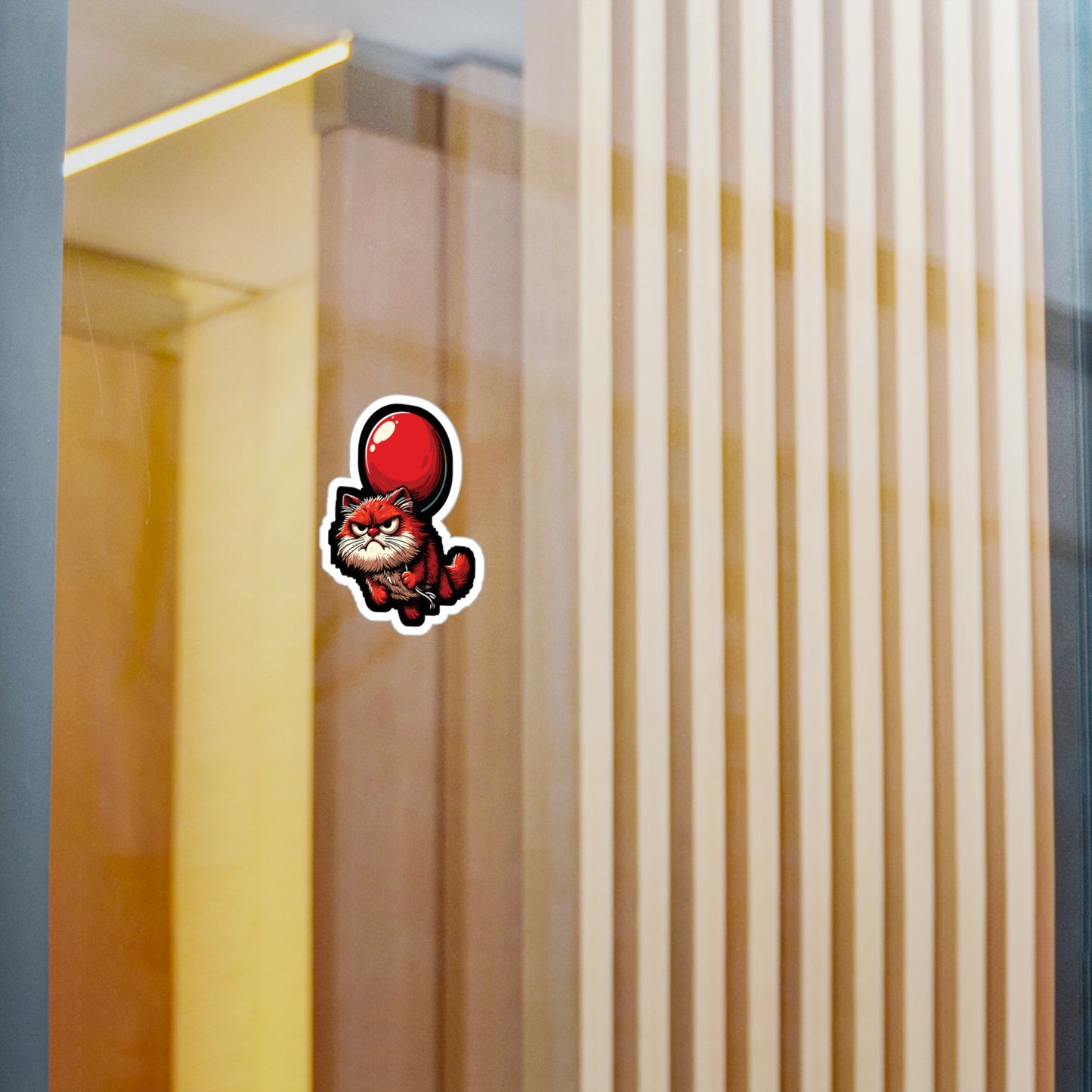 Cat with Balloon - Cat Sticker for Car Window Laptop Sticker. Water Bottle Sticker, Vinyl Balloon Decal, Floating Sticker - Cat Gift