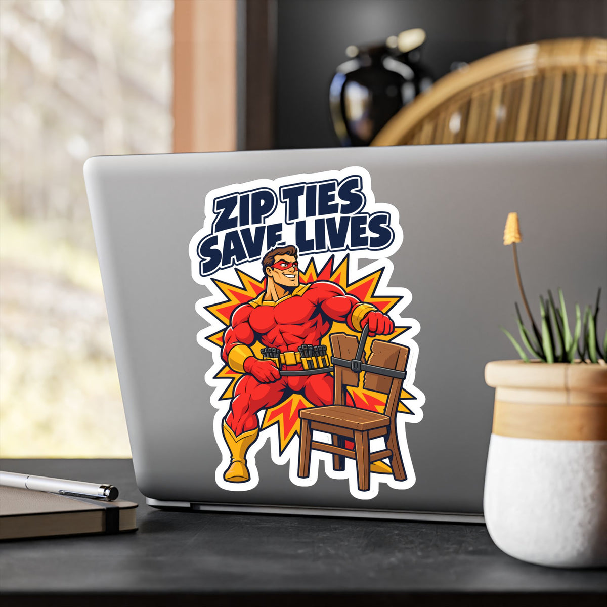 Upcycling Sticker - Zip Ties Save Lives, Recycling Art for Sustainability Fans, Laptop and Water Bottle Decals
