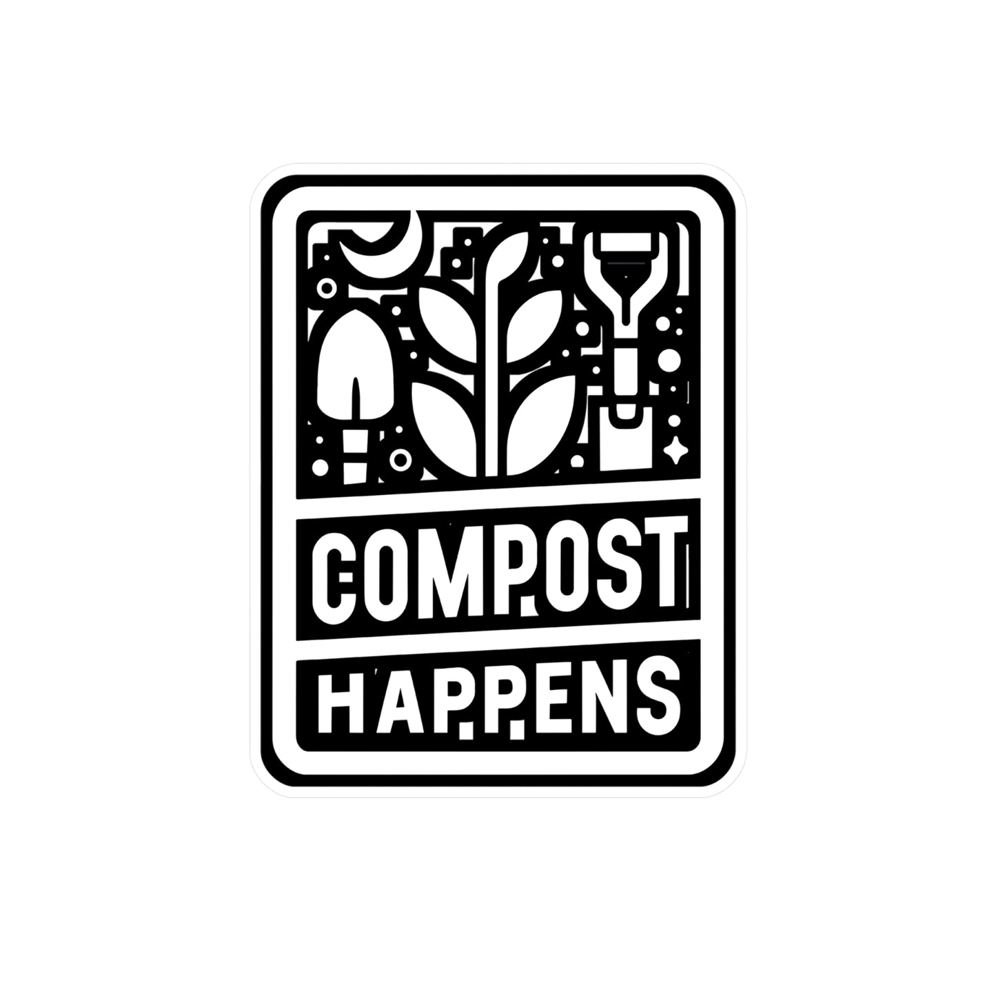 Compost Happens - Gardening Sticker for Laptop Sticker. Water Bottle Sticker, Vinyl Landscaper Decal - Gardening Gift