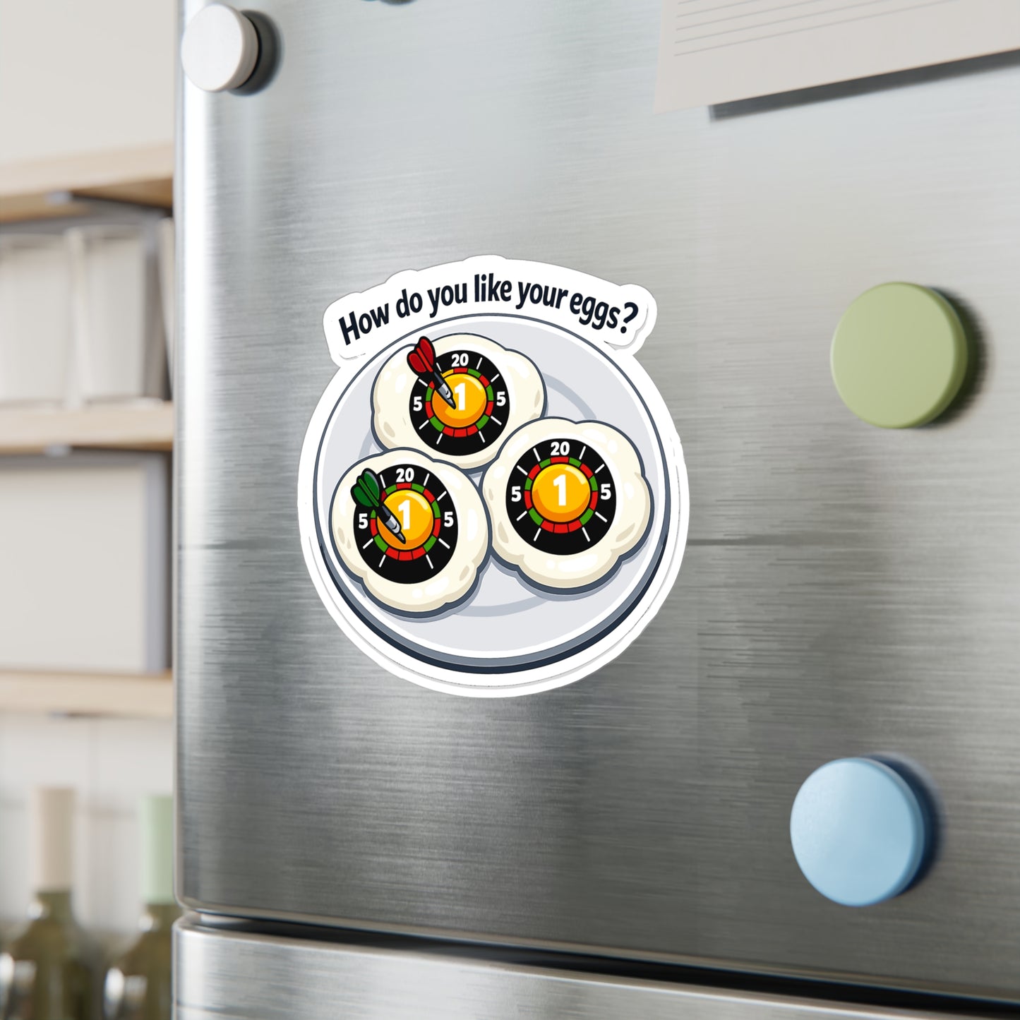 Dart Sticker How do you like your eggs? Funny Dartboard Drinking Team Arrow Vinyl Waterproof Decals for Laptop Water Bottle