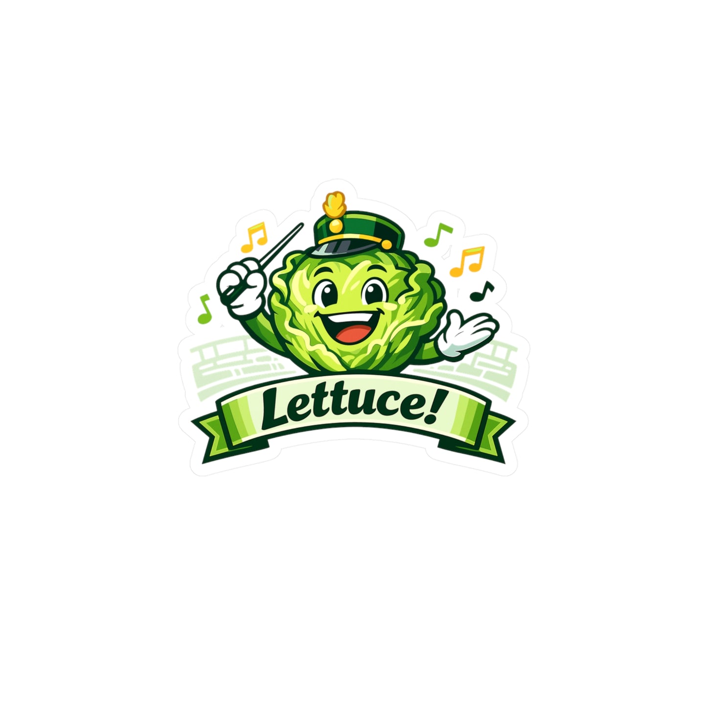 Marching Band Sticker Lettuce! Funny Drummer Band Director Mellophone Vinyl Waterproof Decals for Laptop Water Bottle