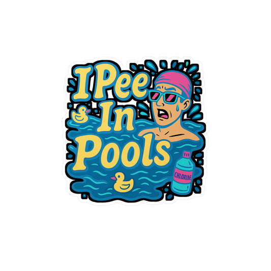 Swimming Sticker – Funny "I Pee In Pools" Decals for Swimmer or Scuba-Diver, Waterproof Vinyl Swimming Sticker for Laptop, Water Bottle, Pool Accessories