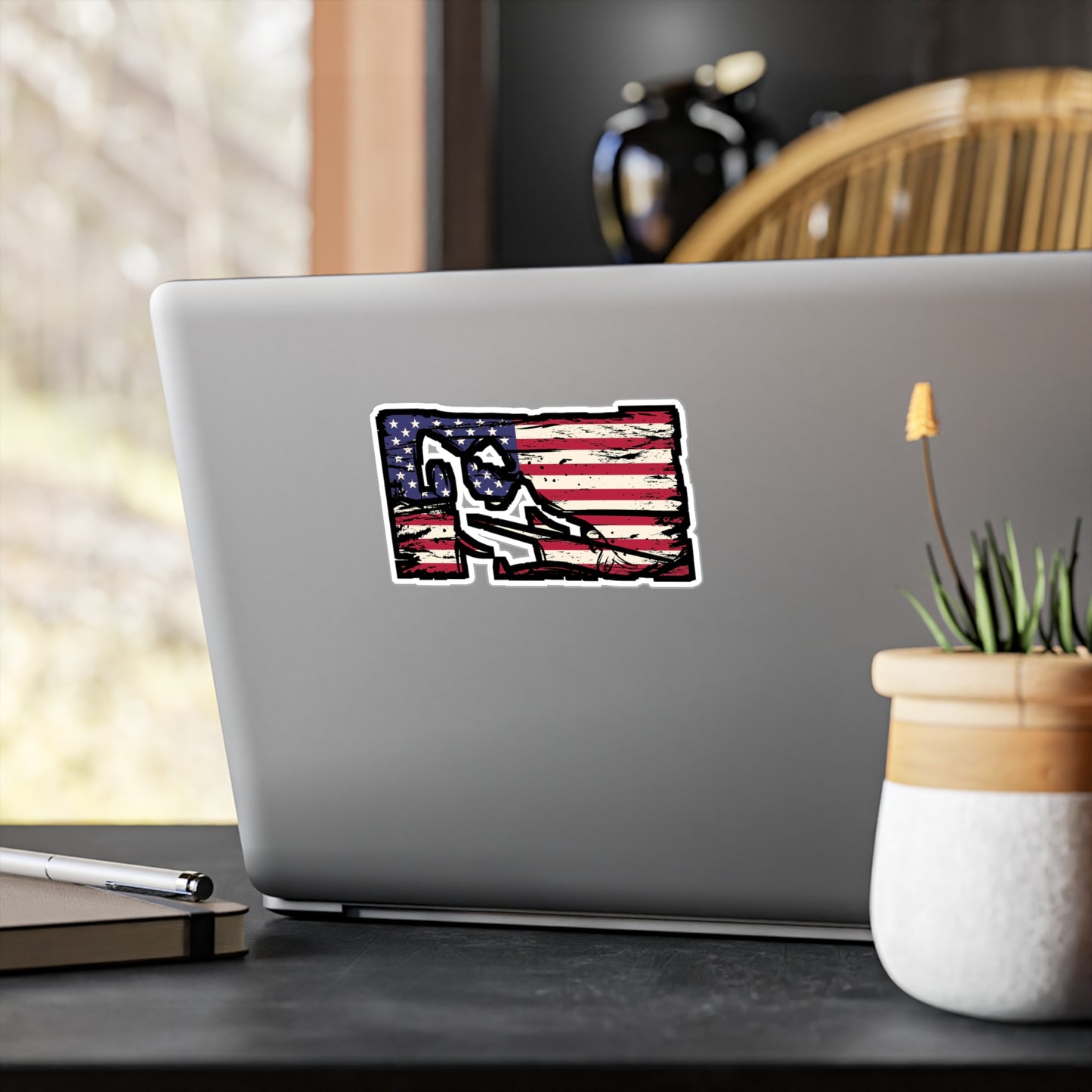 American Flag with Billiard Player - Billiards Sticker for Laptop Sticker. Water Bottle Sticker, Vinyl Pool Decal - Billiards Gift