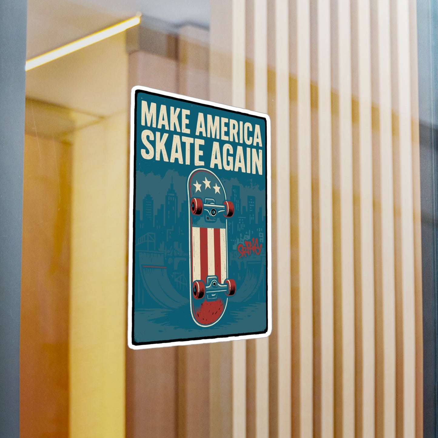Make America Skate Again - Skateboarding Sticker for Laptop, Water Bottle, Teens & Skater Gifts