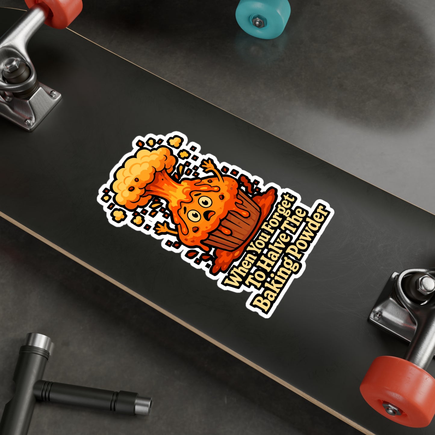 Volcano Sticker – Funny "When You Forget To Halve The Baking Powder" Decals for Laptops, Water Bottles – Muffin Eruption Baking, Waterproof Vinyl