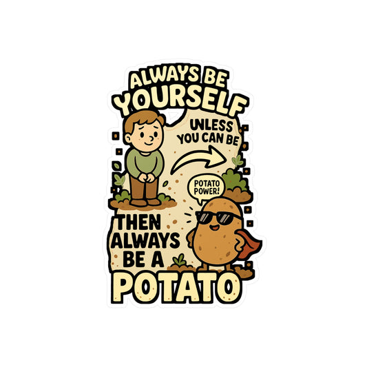 Always Be Yourself Unless You Can Be A Potato Then Always Be A Potato - Potato Sticker for Laptop, Water Bottle, Funny Gift for Friends & Veggie Lovers