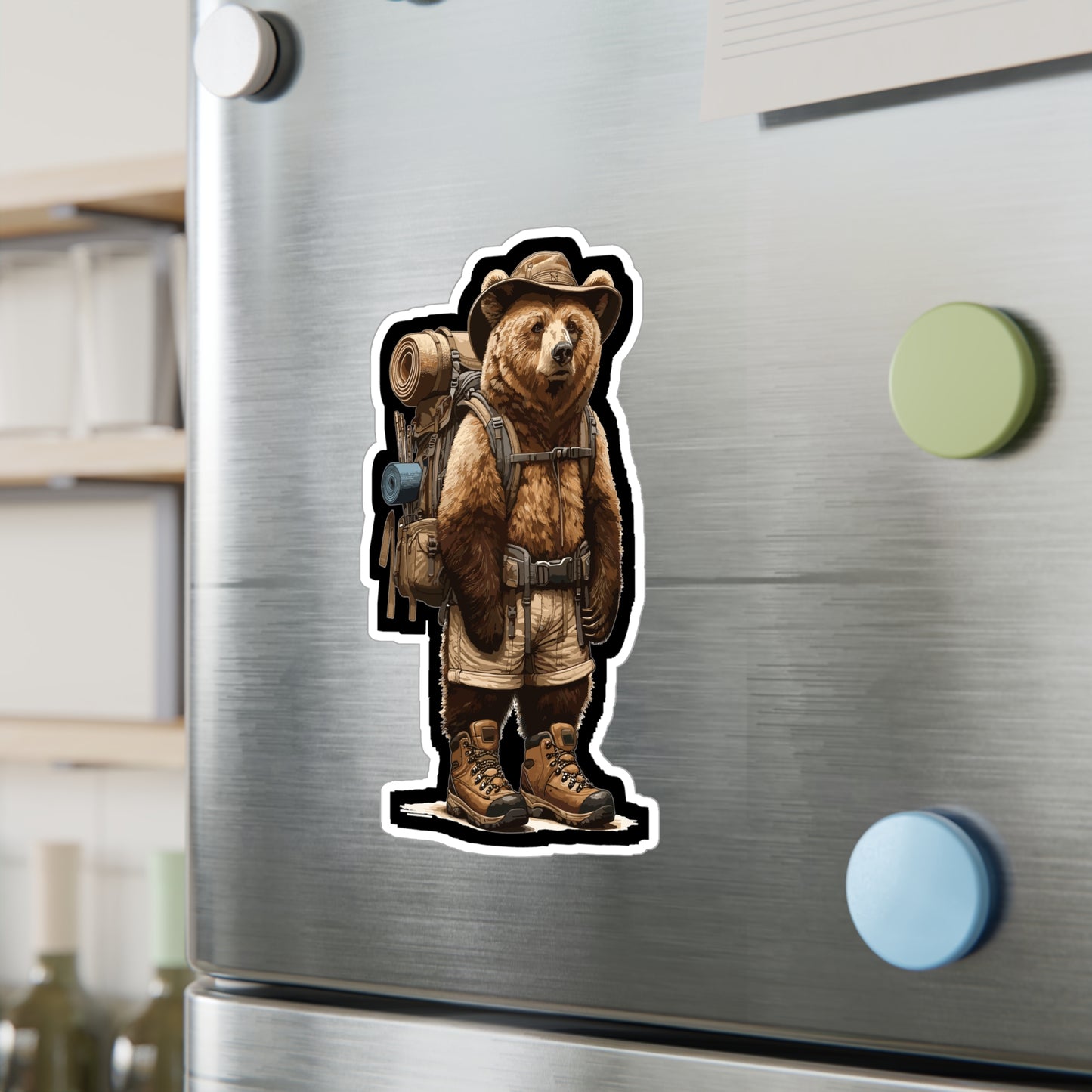 Hiking Bear - Bear Sticker for Car Window Laptop Sticker. Water Bottle Sticker, Vinyl Hiking Decal, Adventure Sticker - Bear Gift