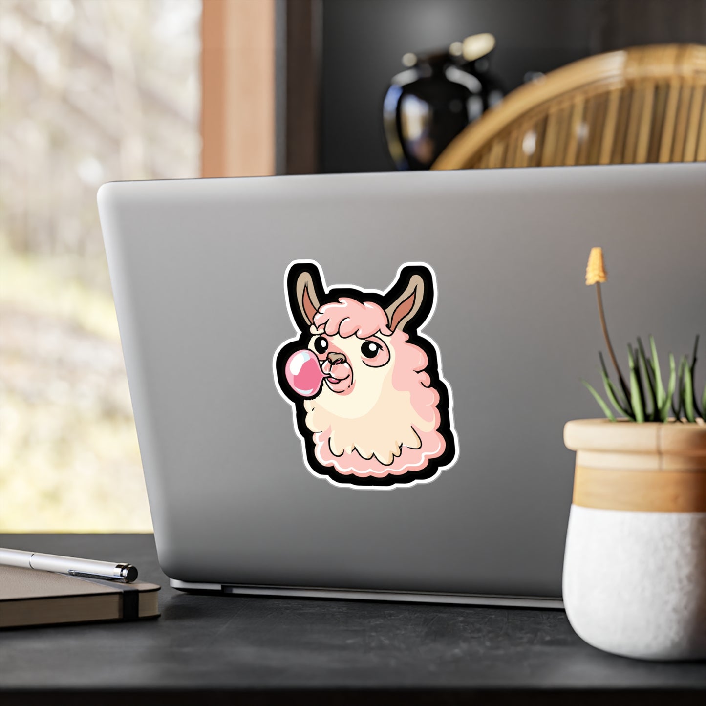 Llama with Bubblegum - Llama Sticker for Car Window Laptop Sticker. Water Bottle Sticker, Vinyl Bubblegum Decal, Quirky Sticker - Llama Gift