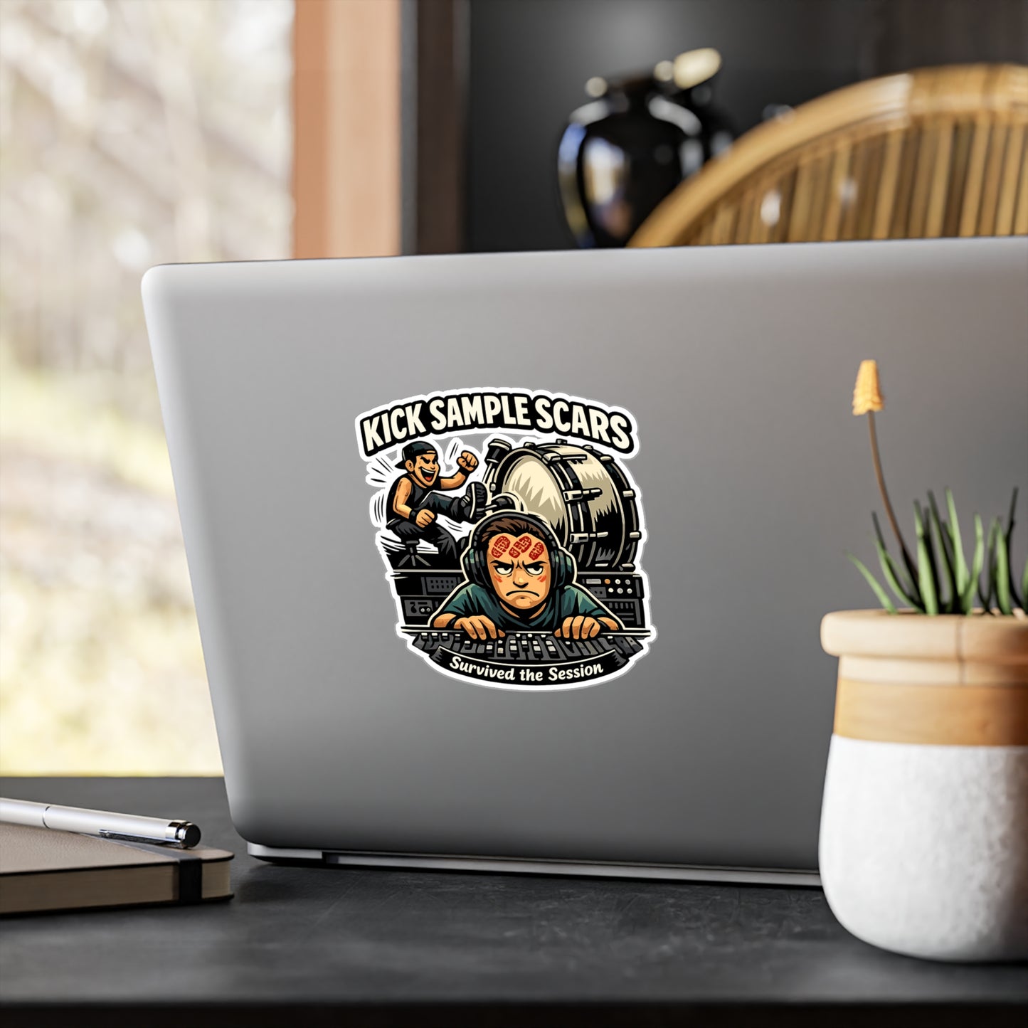 Audio Engineer Sticker "Kick Sample Scars" Waterproof Vinyl decals for Laptop, Water Bottle – Sound Engineer Audio Technician Gear